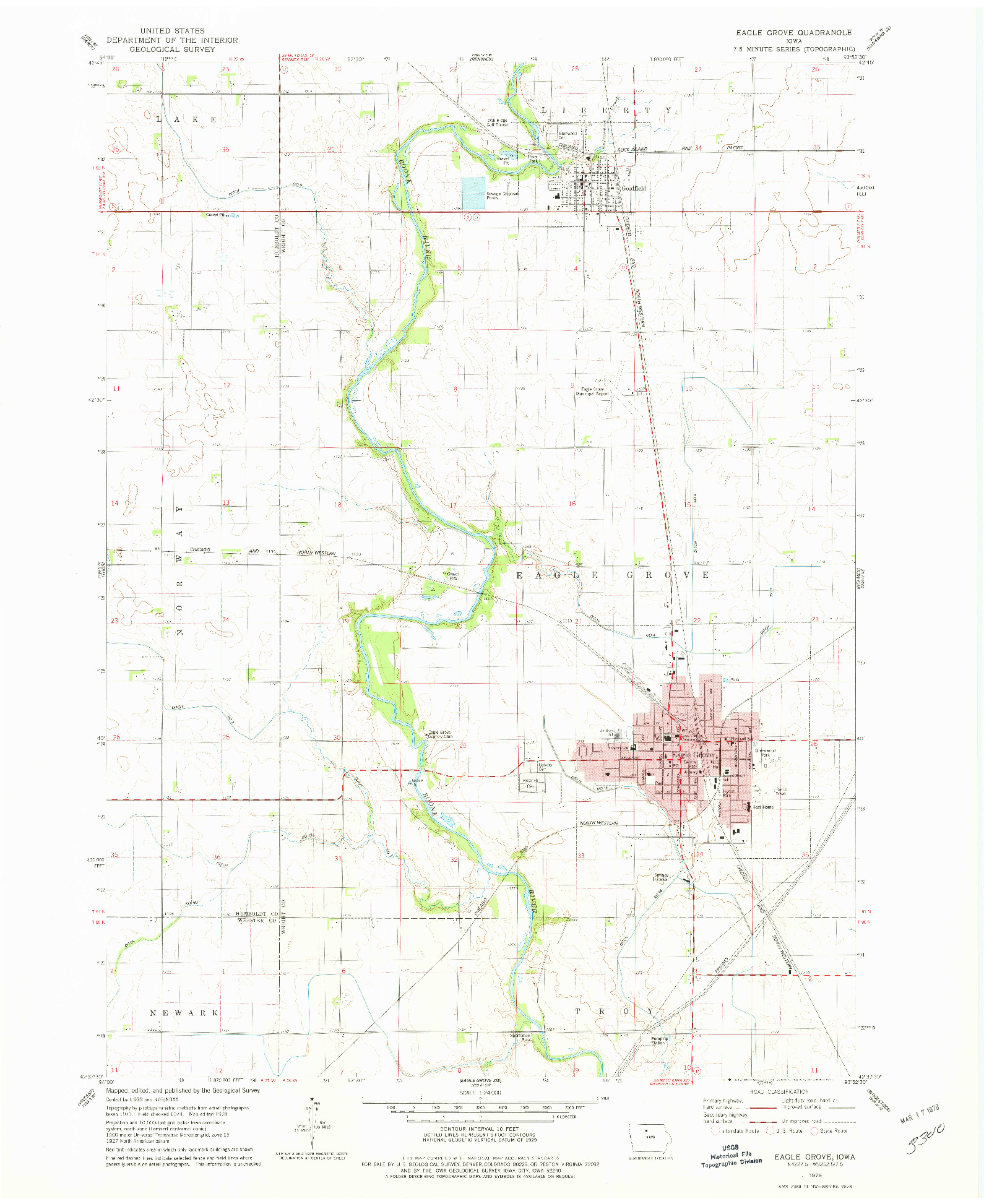 USGS 1:24000-SCALE QUADRANGLE FOR EAGLE GROVE, IA 1978