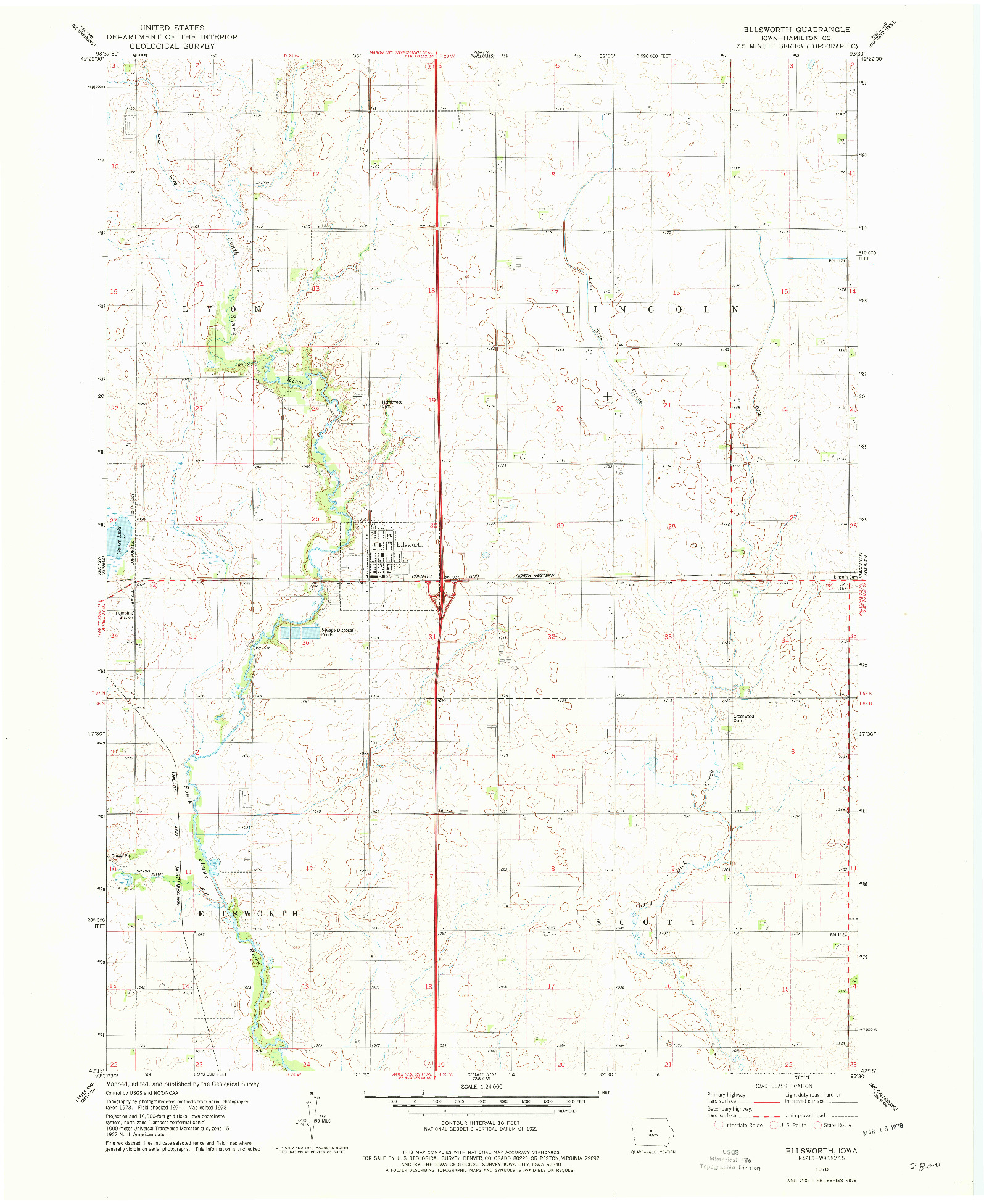 USGS 1:24000-SCALE QUADRANGLE FOR ELLSWORTH, IA 1978