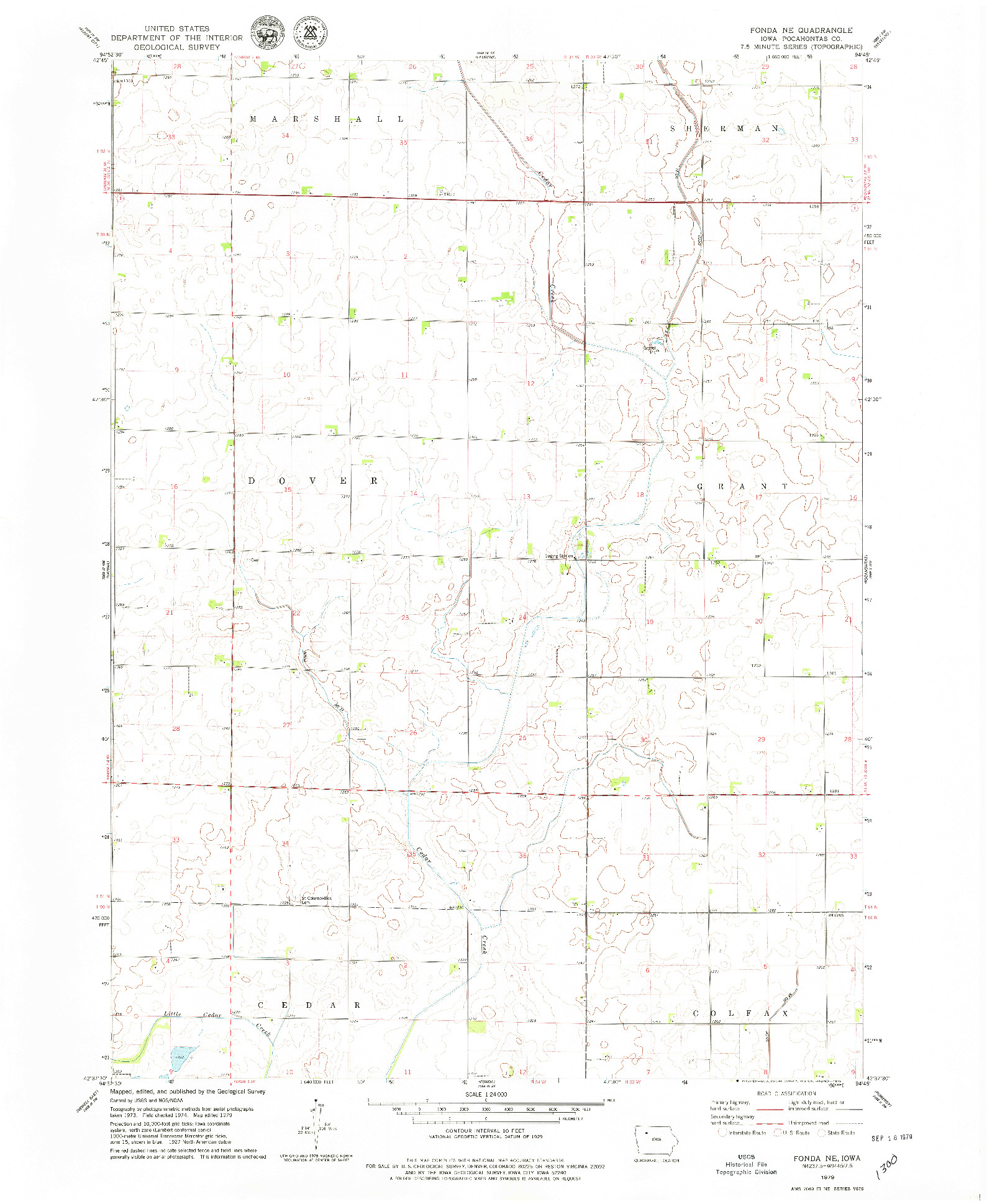 USGS 1:24000-SCALE QUADRANGLE FOR FONDA NE, IA 1979