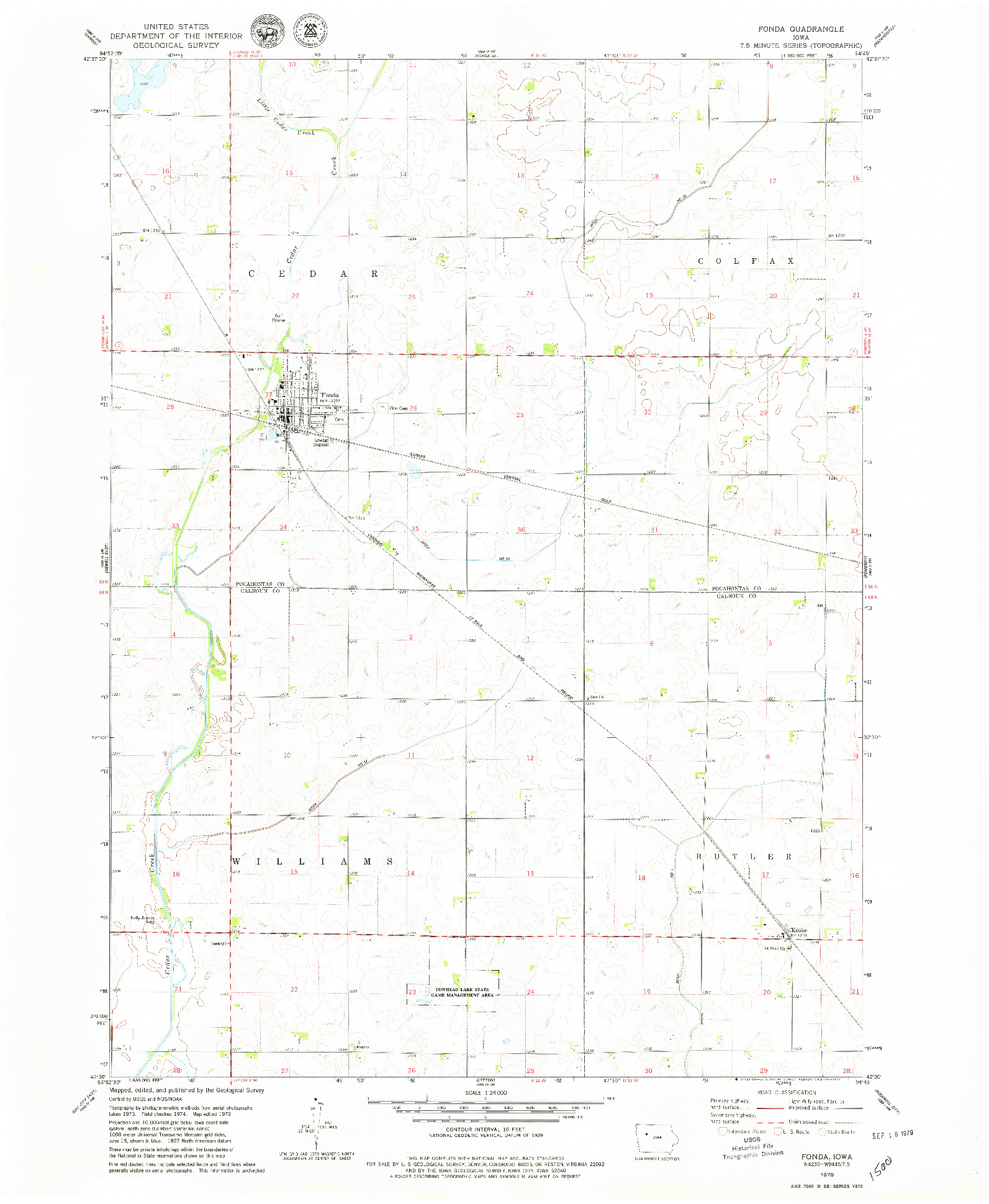 USGS 1:24000-SCALE QUADRANGLE FOR FONDA, IA 1979