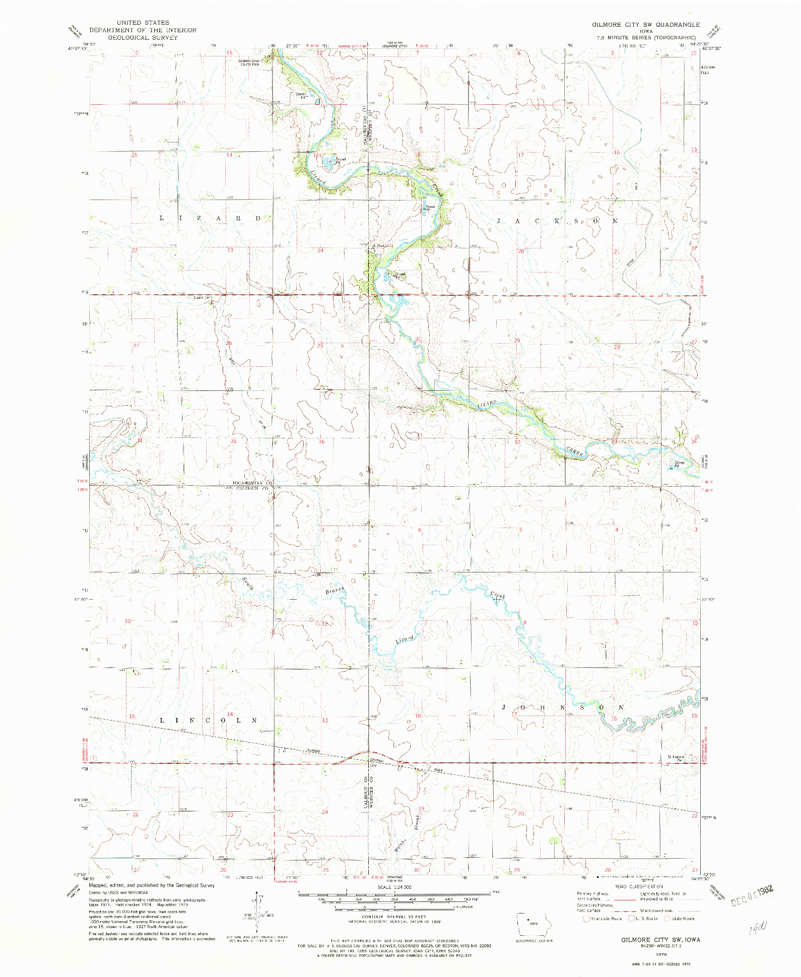 USGS 1:24000-SCALE QUADRANGLE FOR GILMORE CITY SW, IA 1979