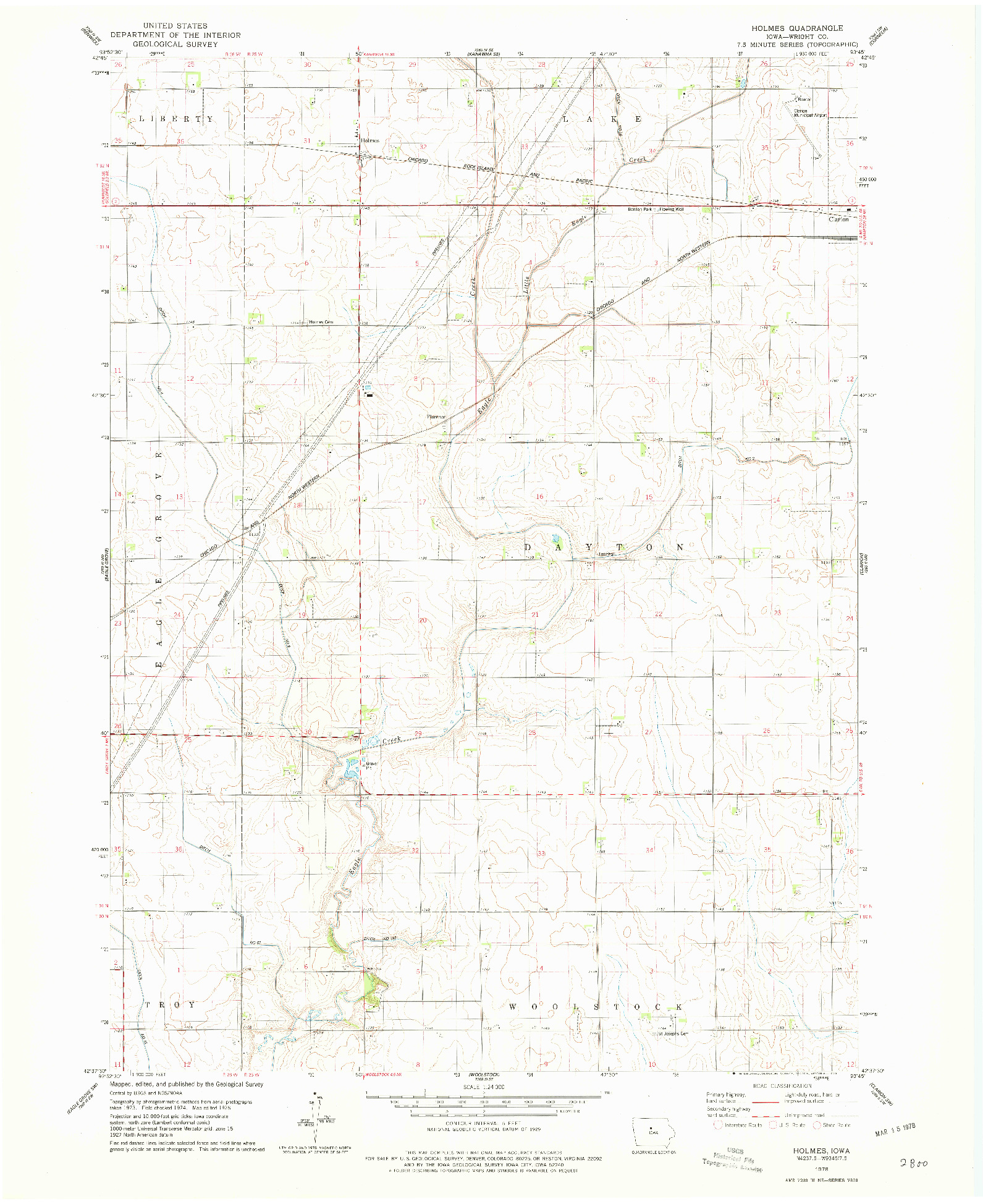 USGS 1:24000-SCALE QUADRANGLE FOR HOLMES, IA 1978