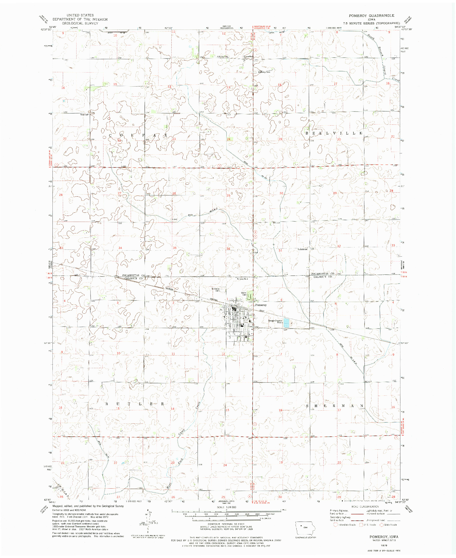 USGS 1:24000-SCALE QUADRANGLE FOR POMEROY, IA 1979