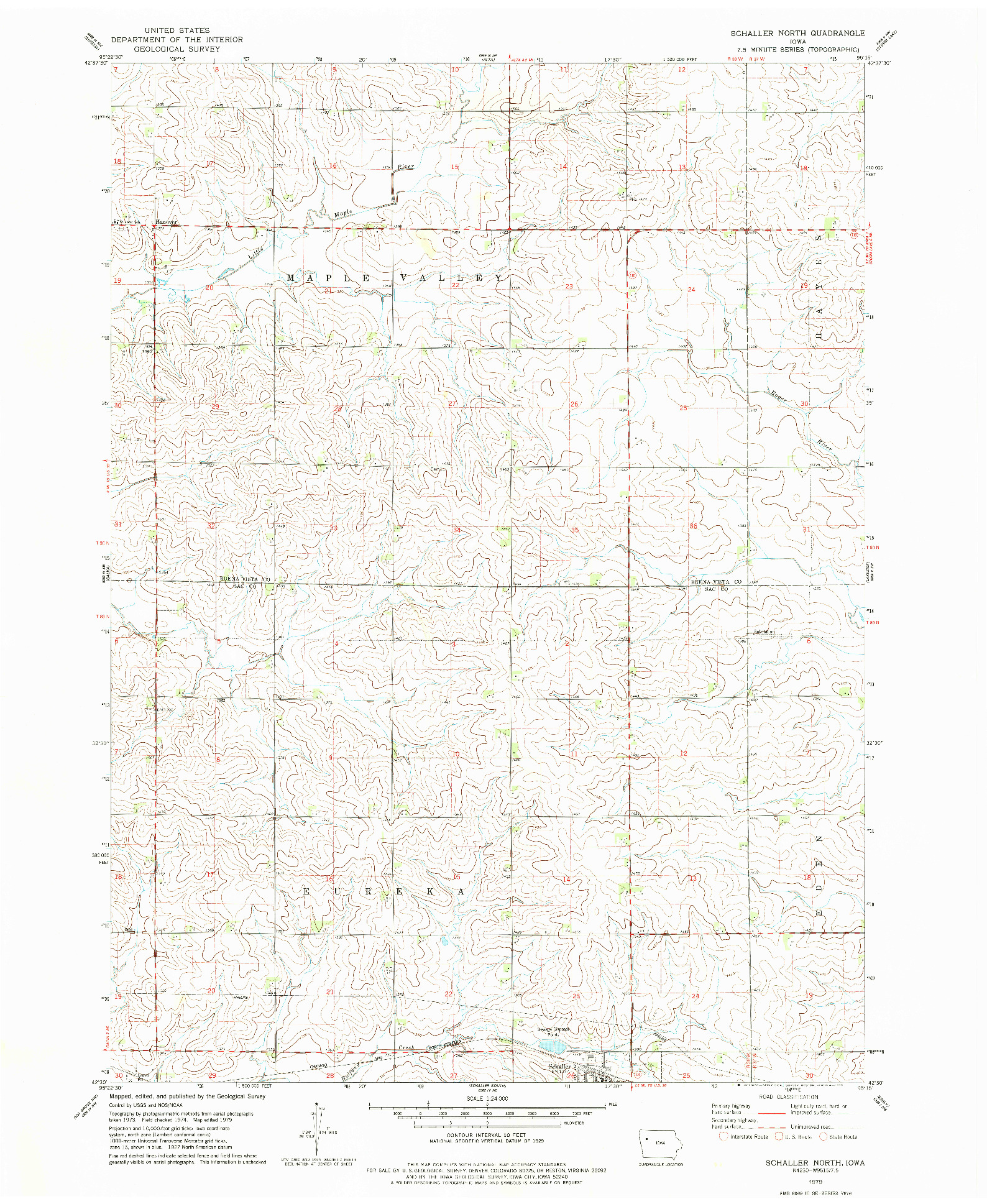 USGS 1:24000-SCALE QUADRANGLE FOR SCHALLER NORTH, IA 1979