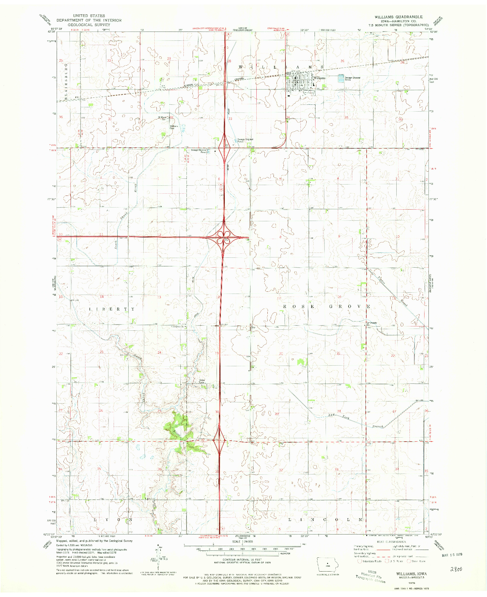 USGS 1:24000-SCALE QUADRANGLE FOR WILLIAMS, IA 1978