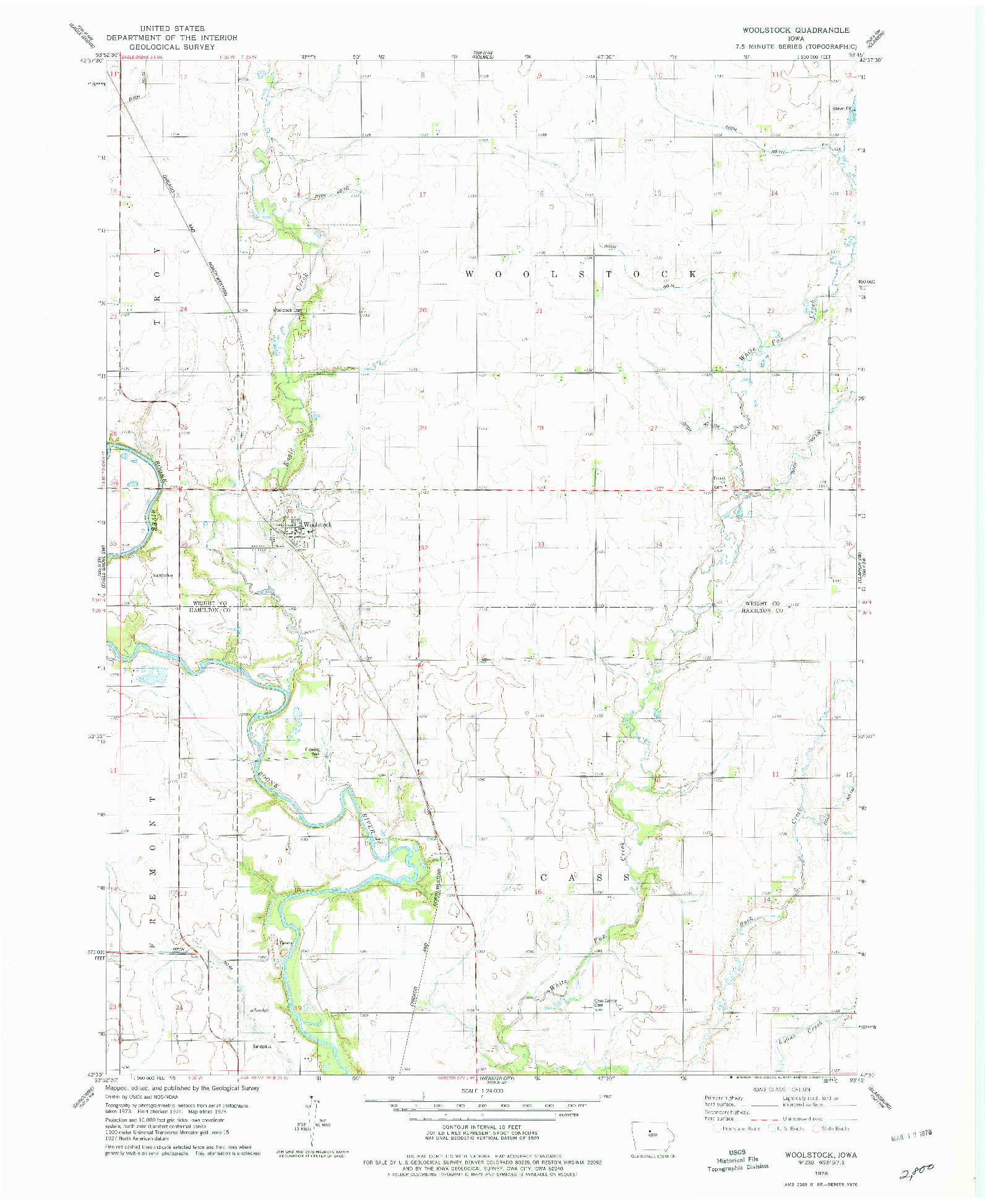 USGS 1:24000-SCALE QUADRANGLE FOR WOOLSTOCK, IA 1978