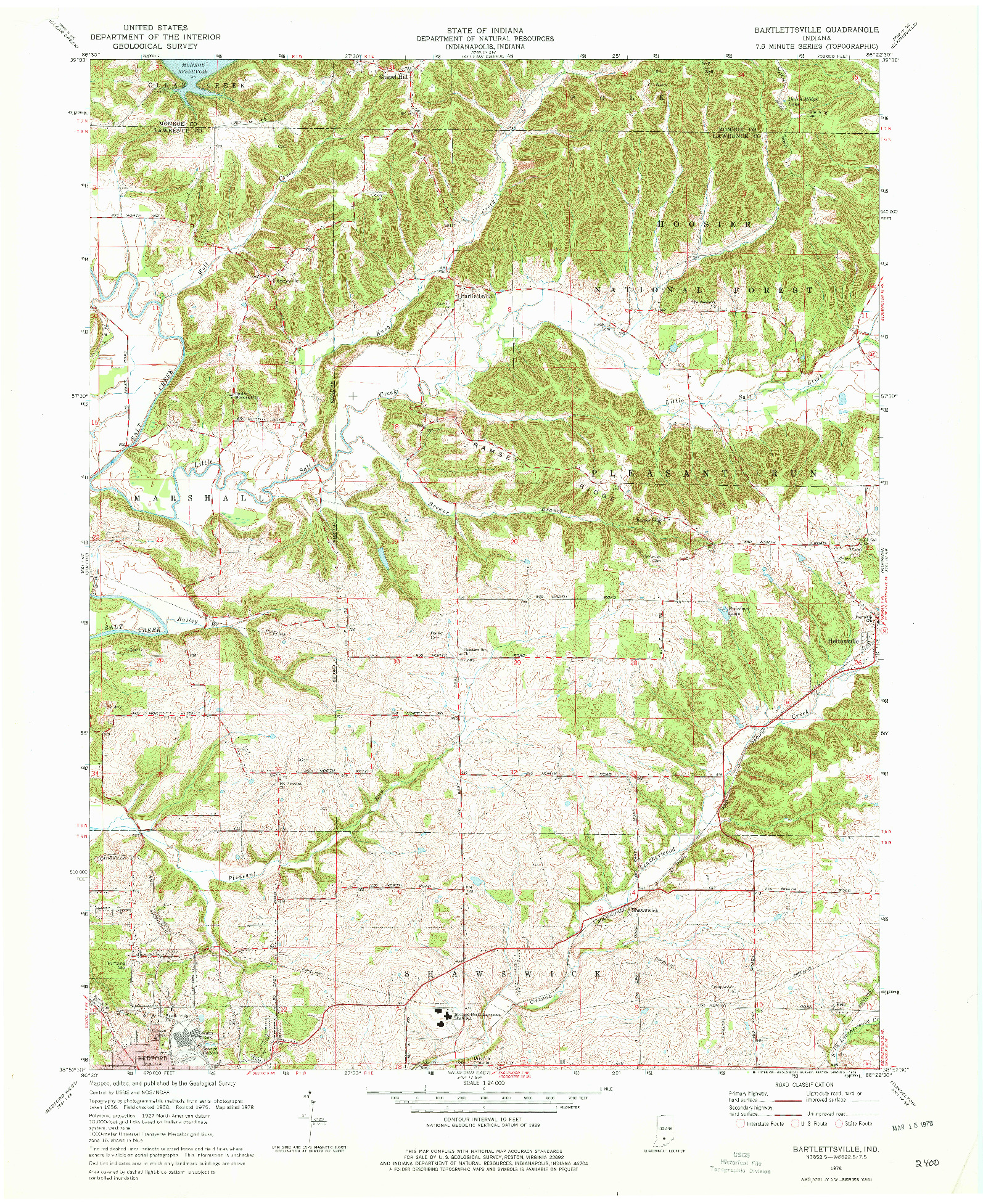 USGS 1:24000-SCALE QUADRANGLE FOR BARTLETTSVILLE, IN 1978