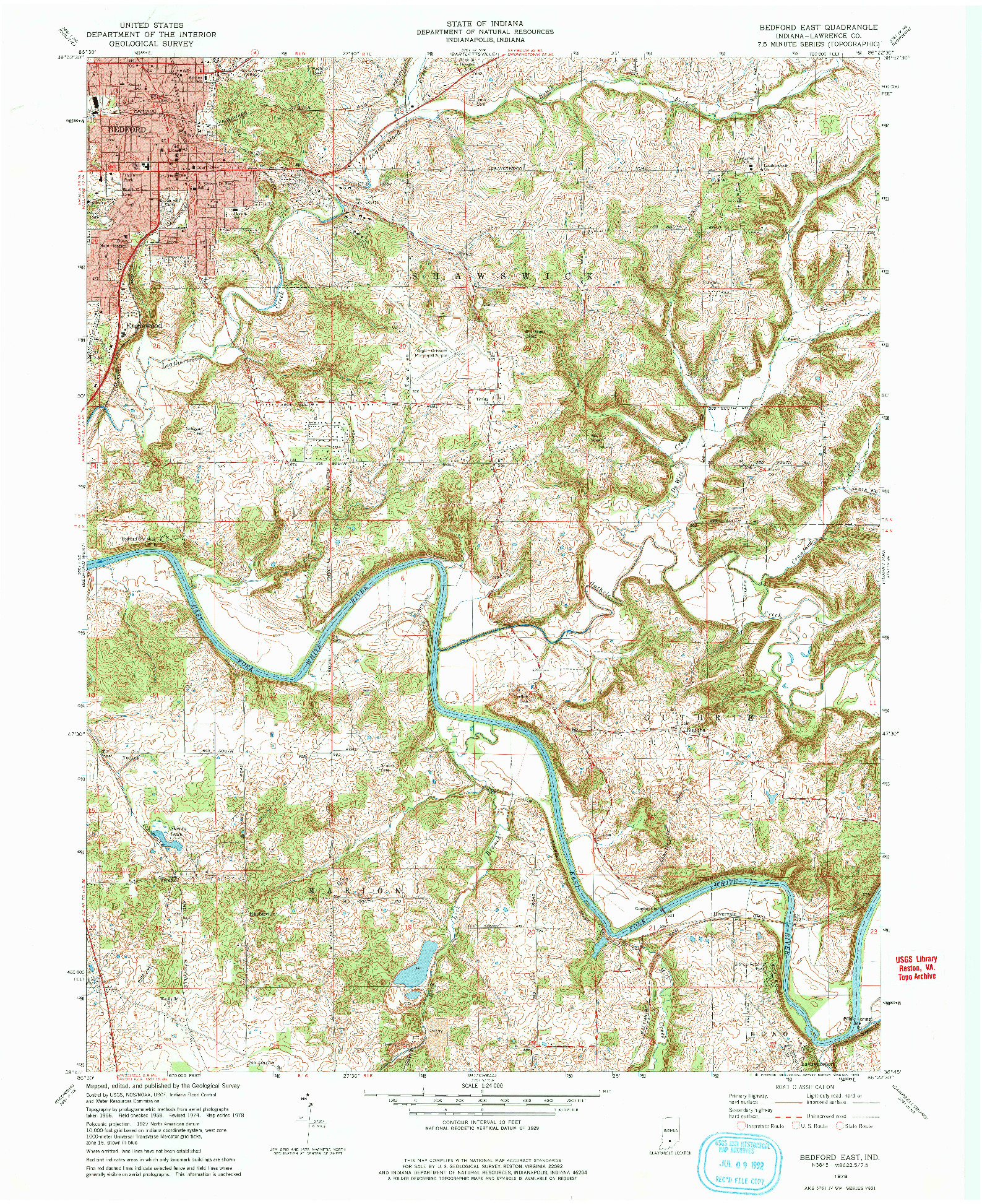 USGS 1:24000-SCALE QUADRANGLE FOR BEDFORD EAST, IN 1978