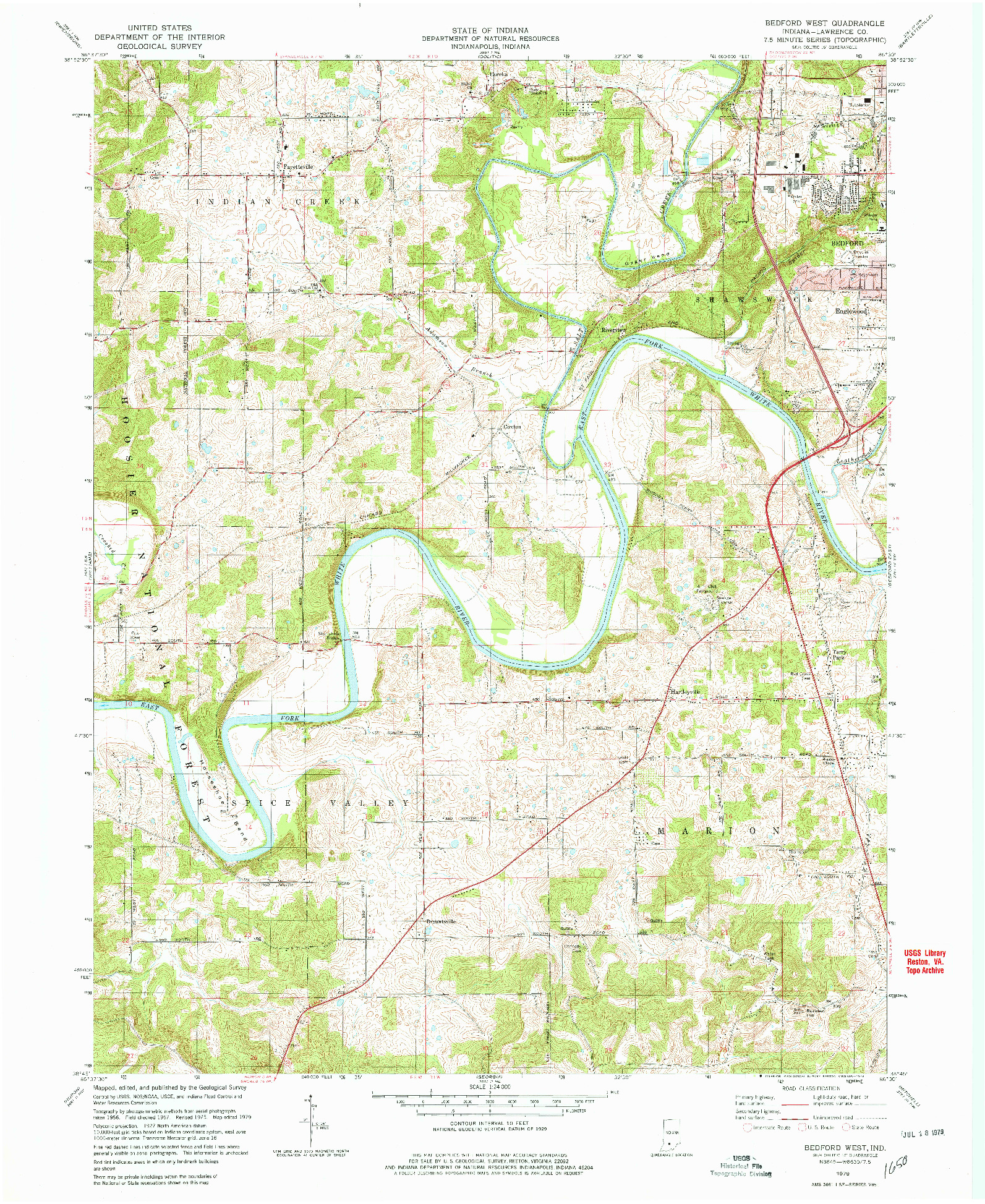 USGS 1:24000-SCALE QUADRANGLE FOR BEDFORD WEST, IN 1979