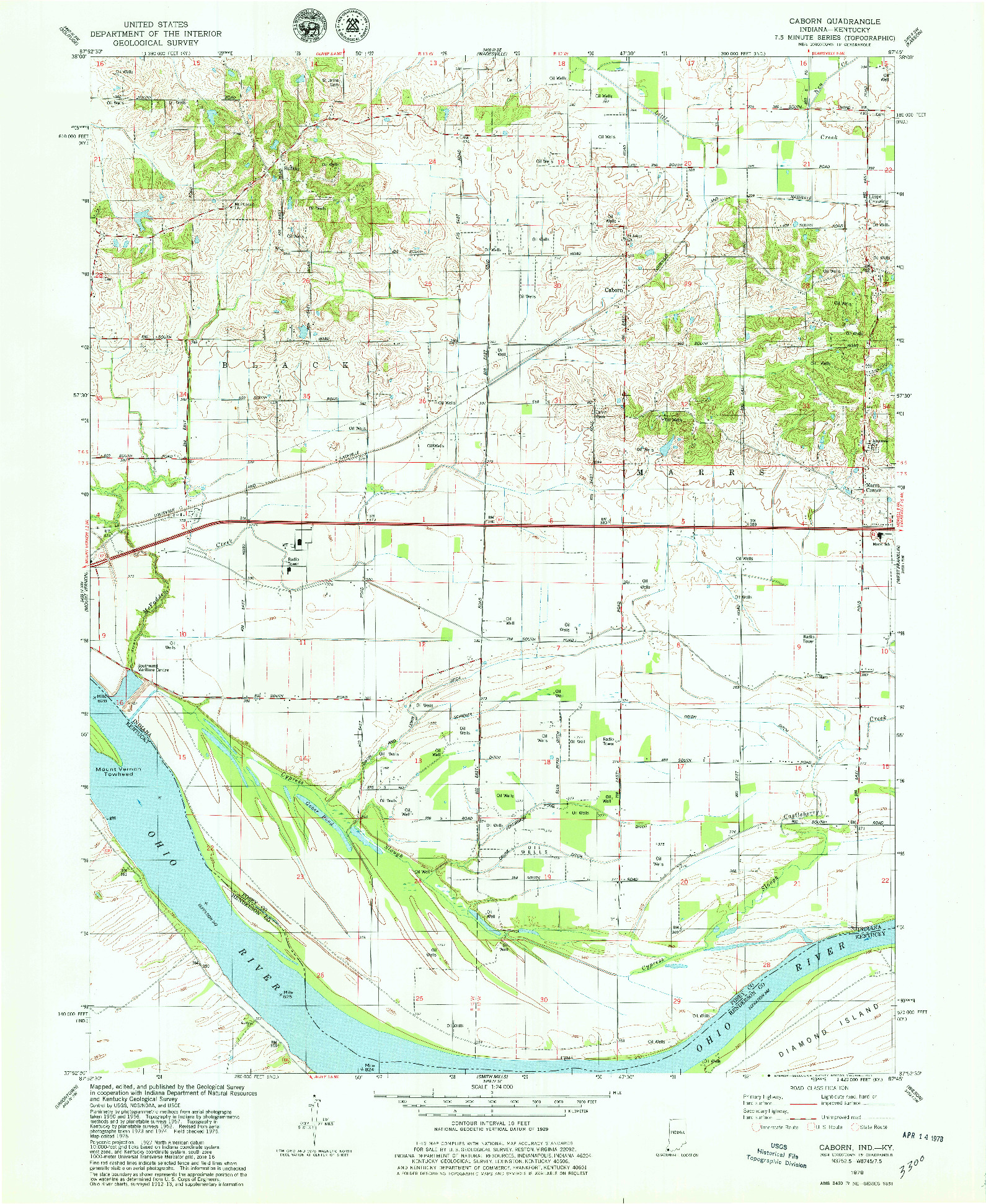 USGS 1:24000-SCALE QUADRANGLE FOR CABORN, IN 1978