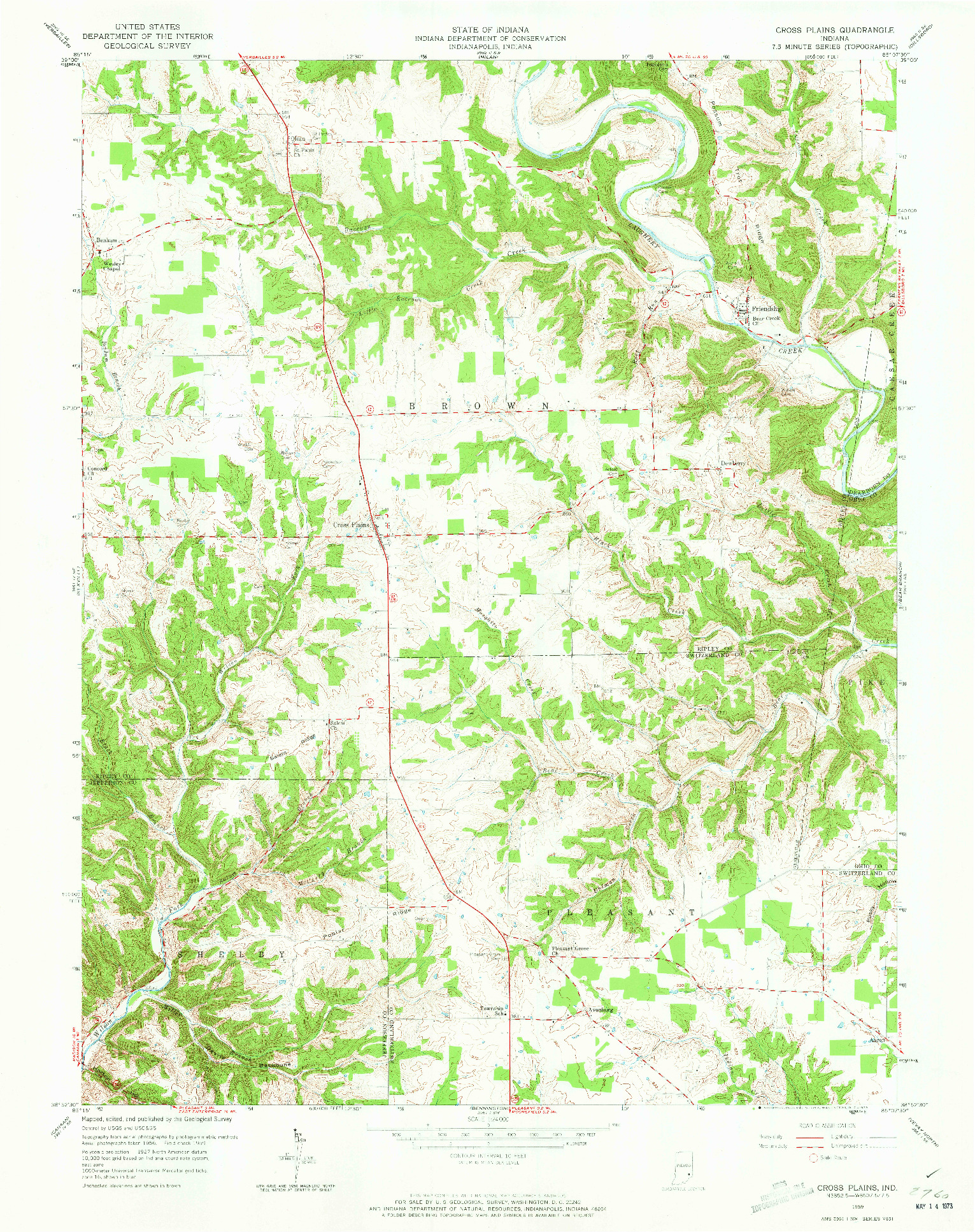 USGS 1:24000-SCALE QUADRANGLE FOR CROSS PLAINS, IN 1959