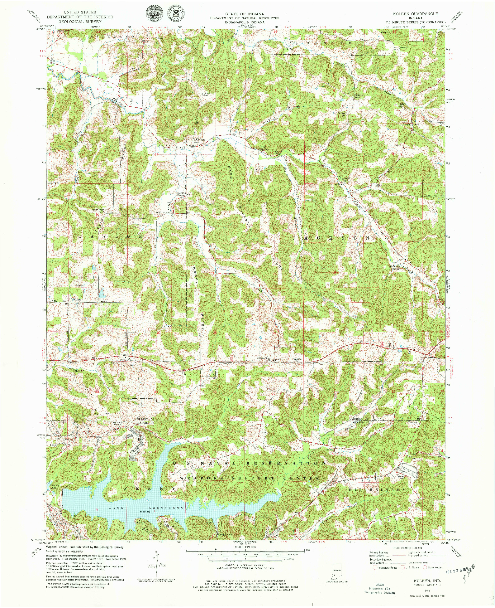 USGS 1:24000-SCALE QUADRANGLE FOR KOLEEN, IN 1978