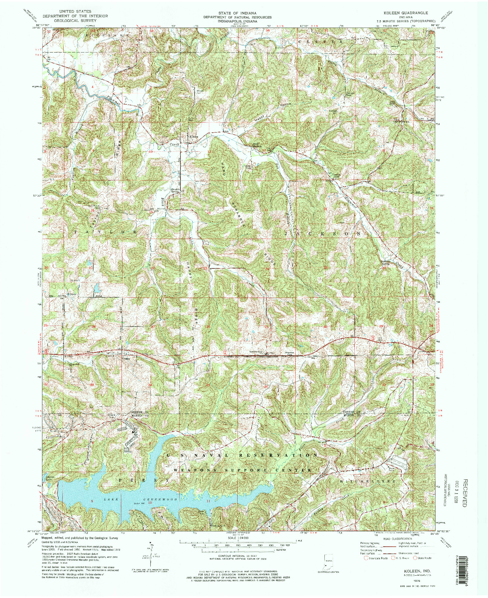 USGS 1:24000-SCALE QUADRANGLE FOR KOLEEN, IN 1978