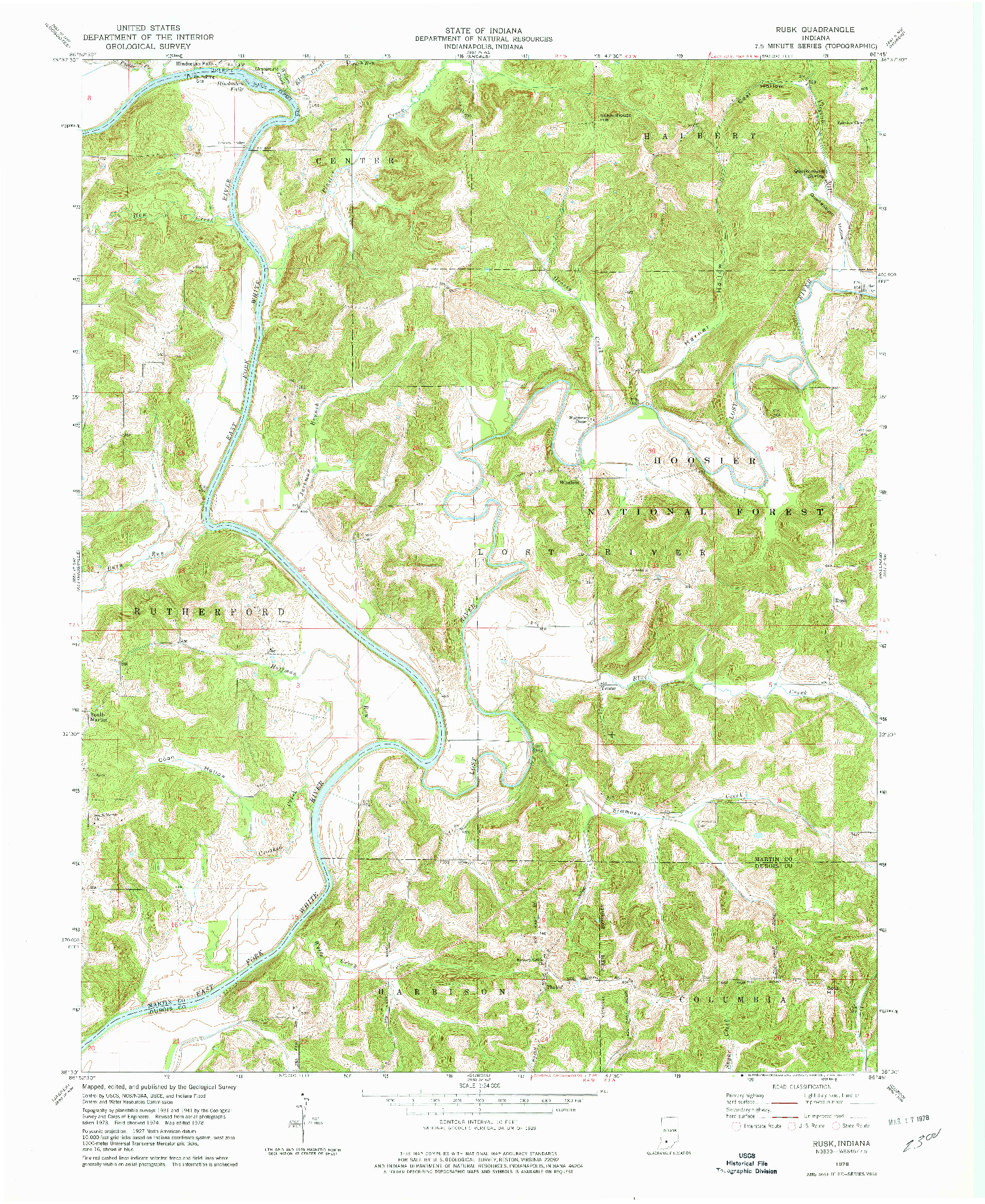 USGS 1:24000-SCALE QUADRANGLE FOR RUSK, IN 1978