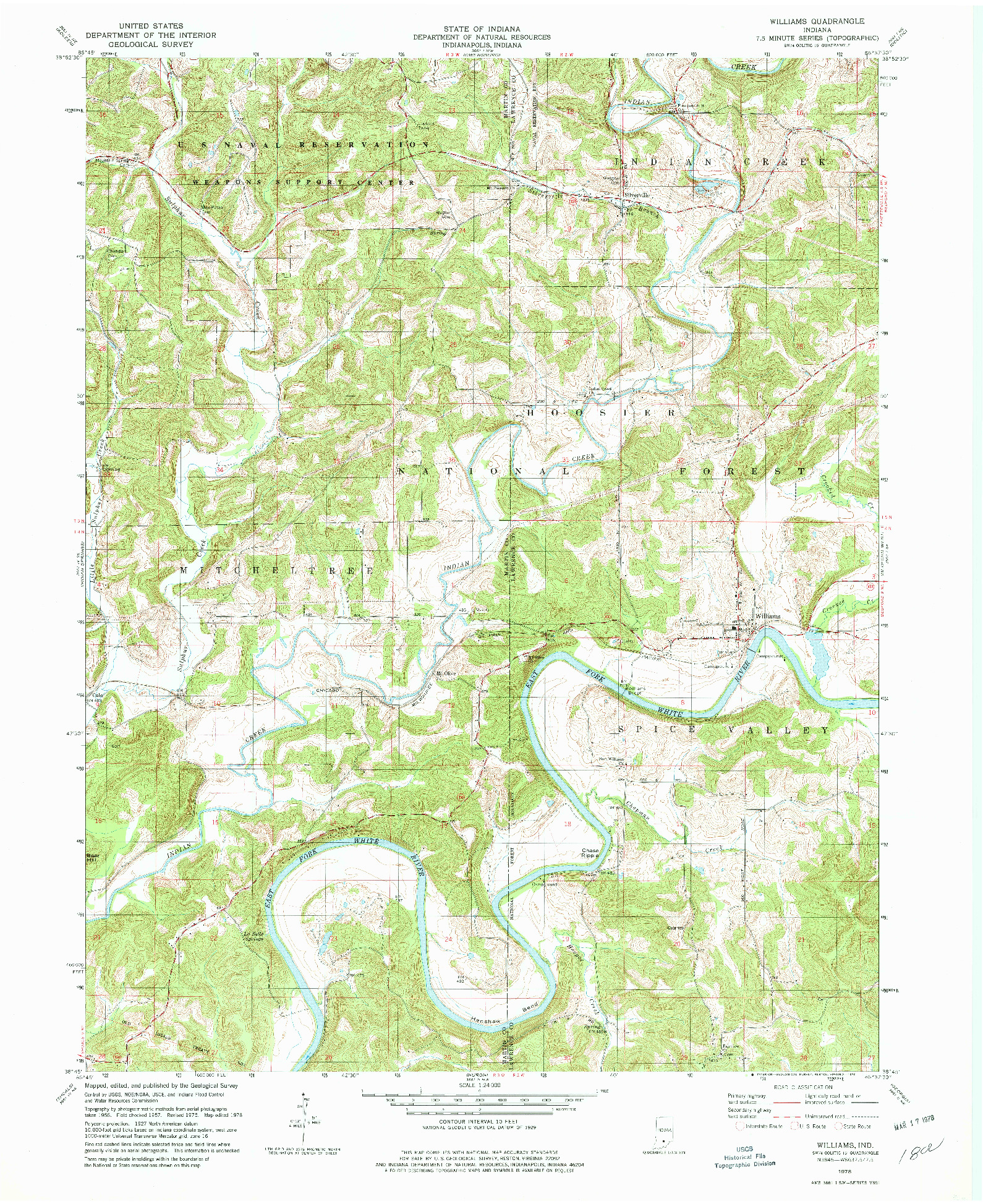 USGS 1:24000-SCALE QUADRANGLE FOR WILLIAMS, IN 1978