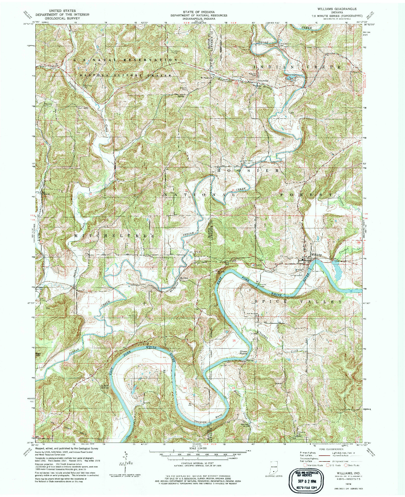 USGS 1:24000-SCALE QUADRANGLE FOR WILLIAMS, IN 1978