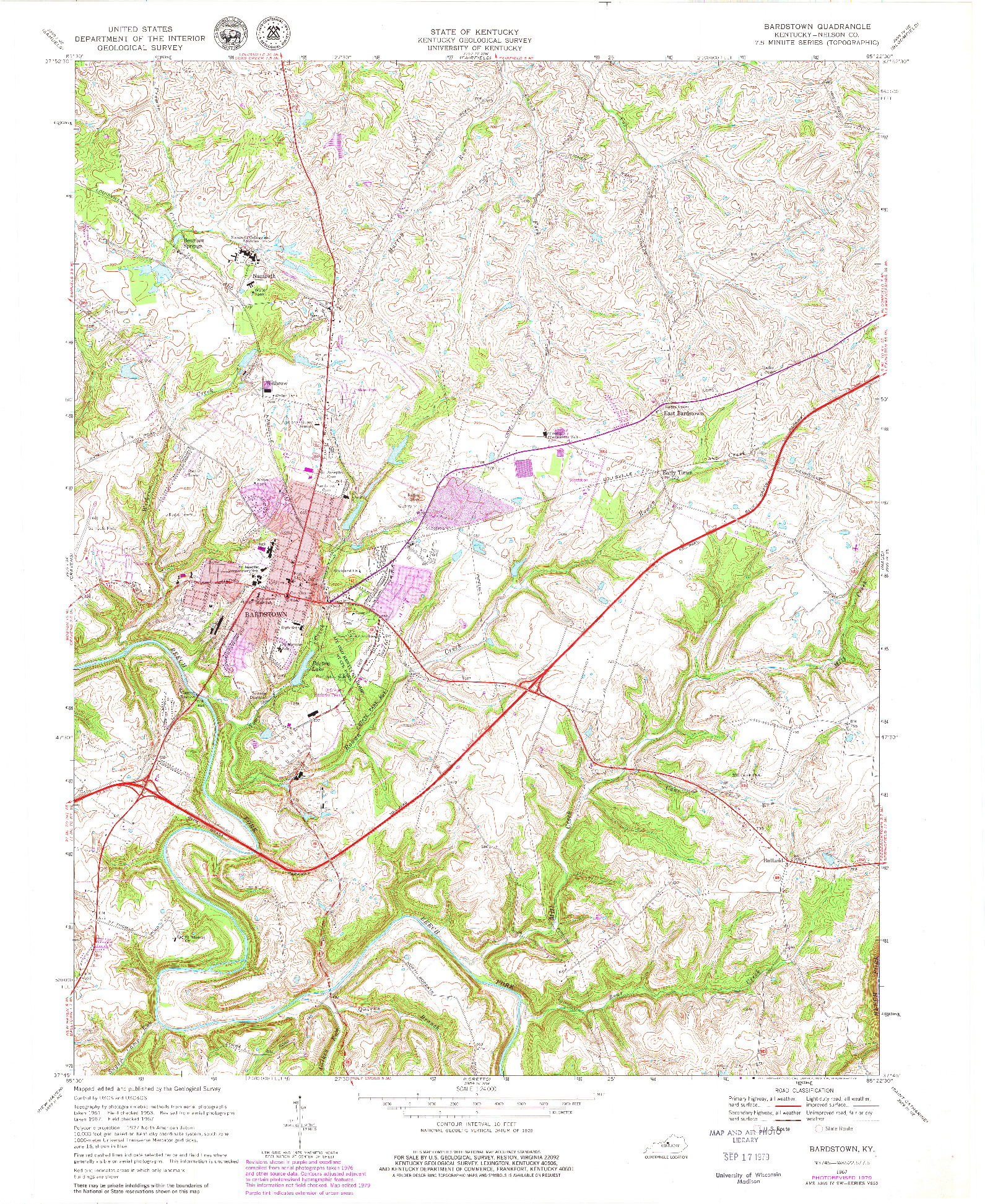 USGS 1:24000-SCALE QUADRANGLE FOR BARDSTOWN, KY 1967