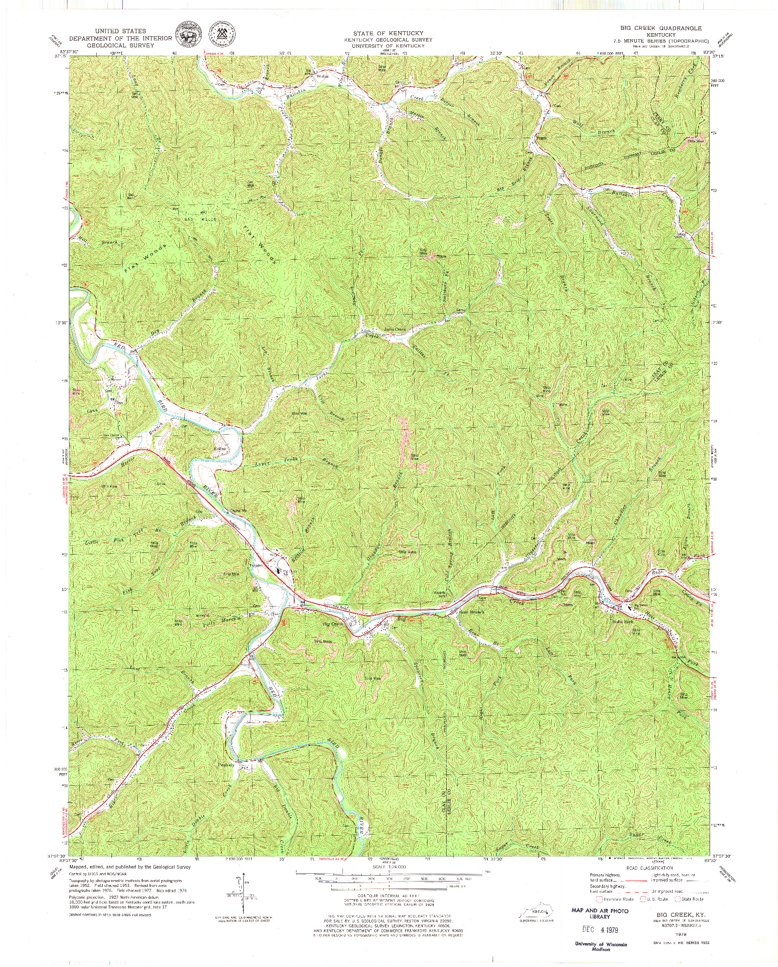 USGS 1:24000-SCALE QUADRANGLE FOR BIG CREEK, KY 1979
