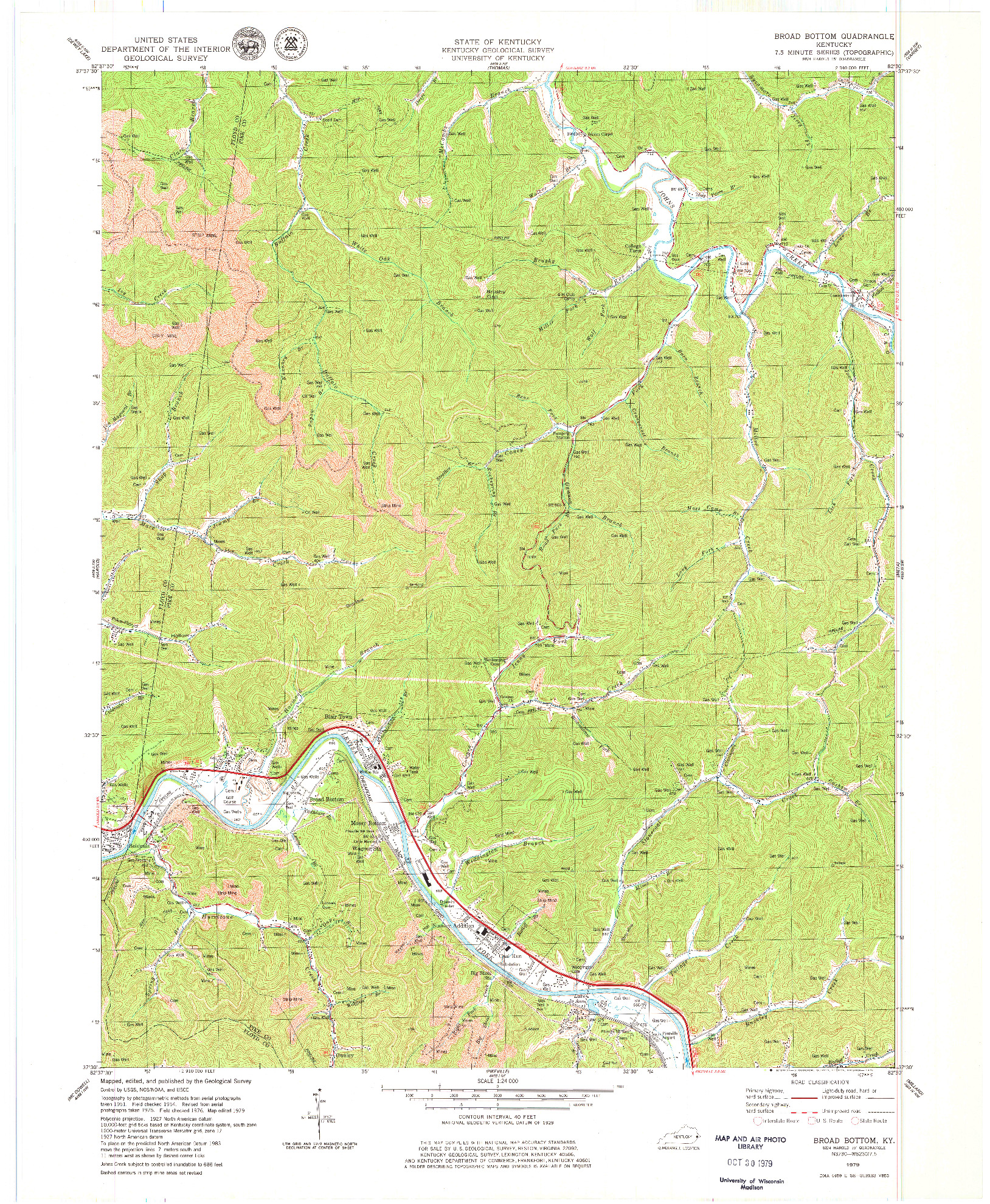 USGS 1:24000-SCALE QUADRANGLE FOR BROAD BOTTOM, KY 1979