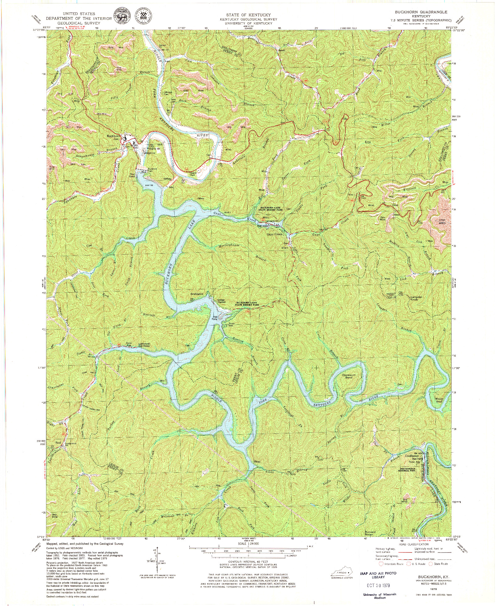 USGS 1:24000-SCALE QUADRANGLE FOR BUCKHORN, KY 1979