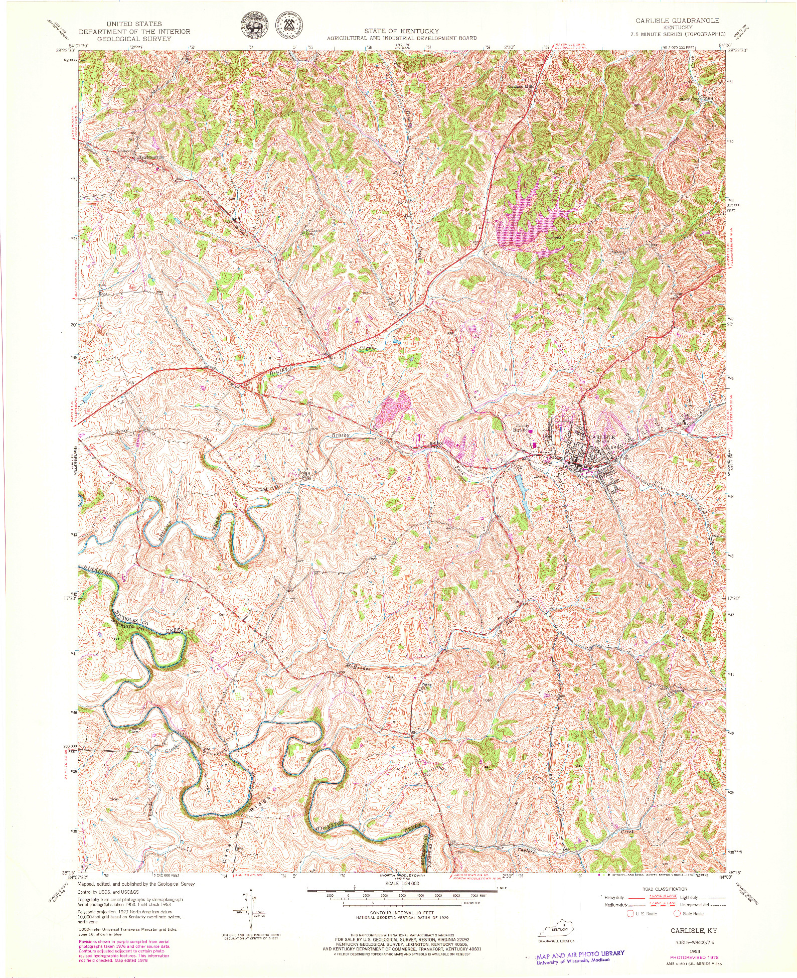 USGS 1:24000-SCALE QUADRANGLE FOR CARLISLE, KY 1953