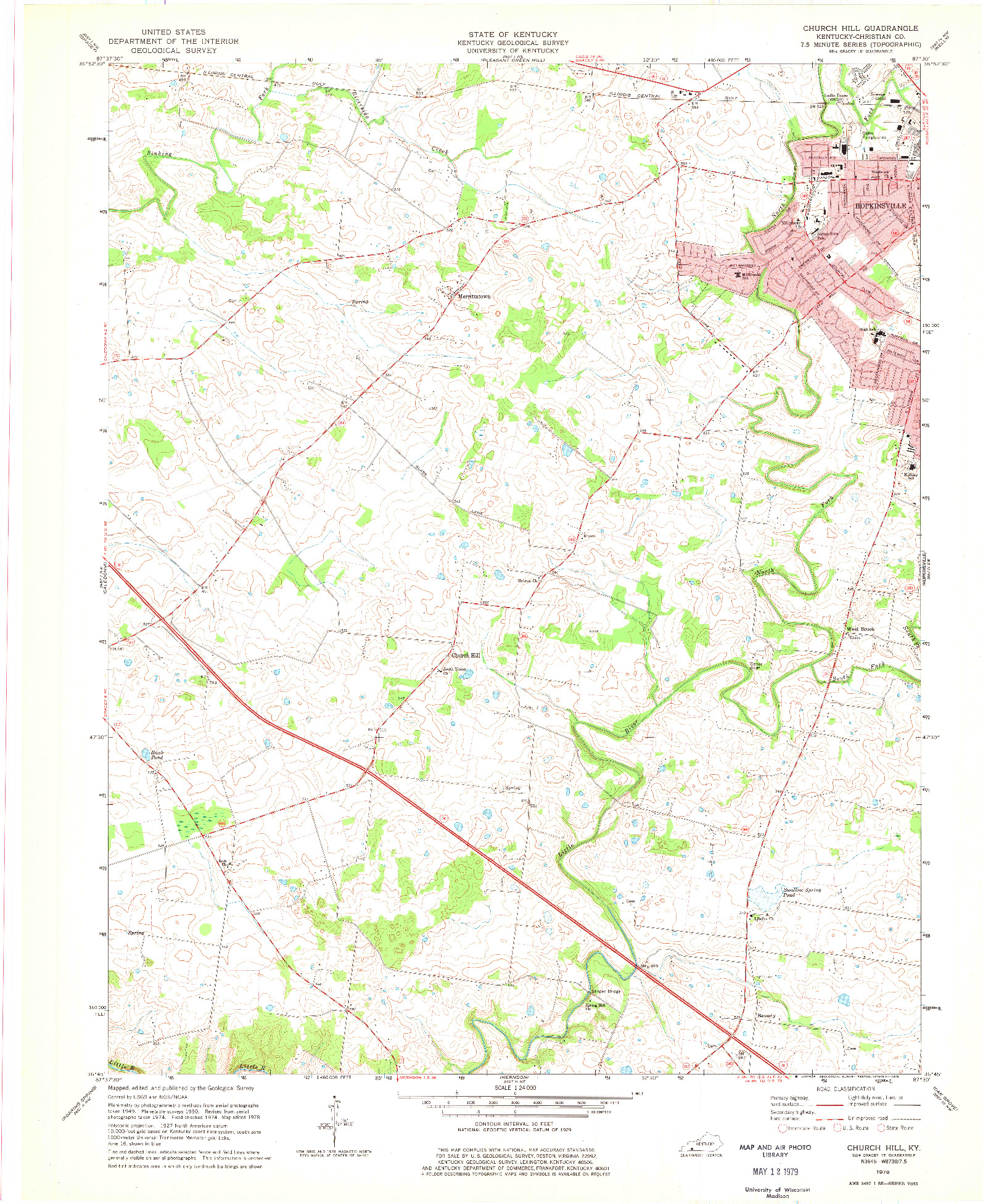 USGS 1:24000-SCALE QUADRANGLE FOR CHURCH HILL, KY 1978