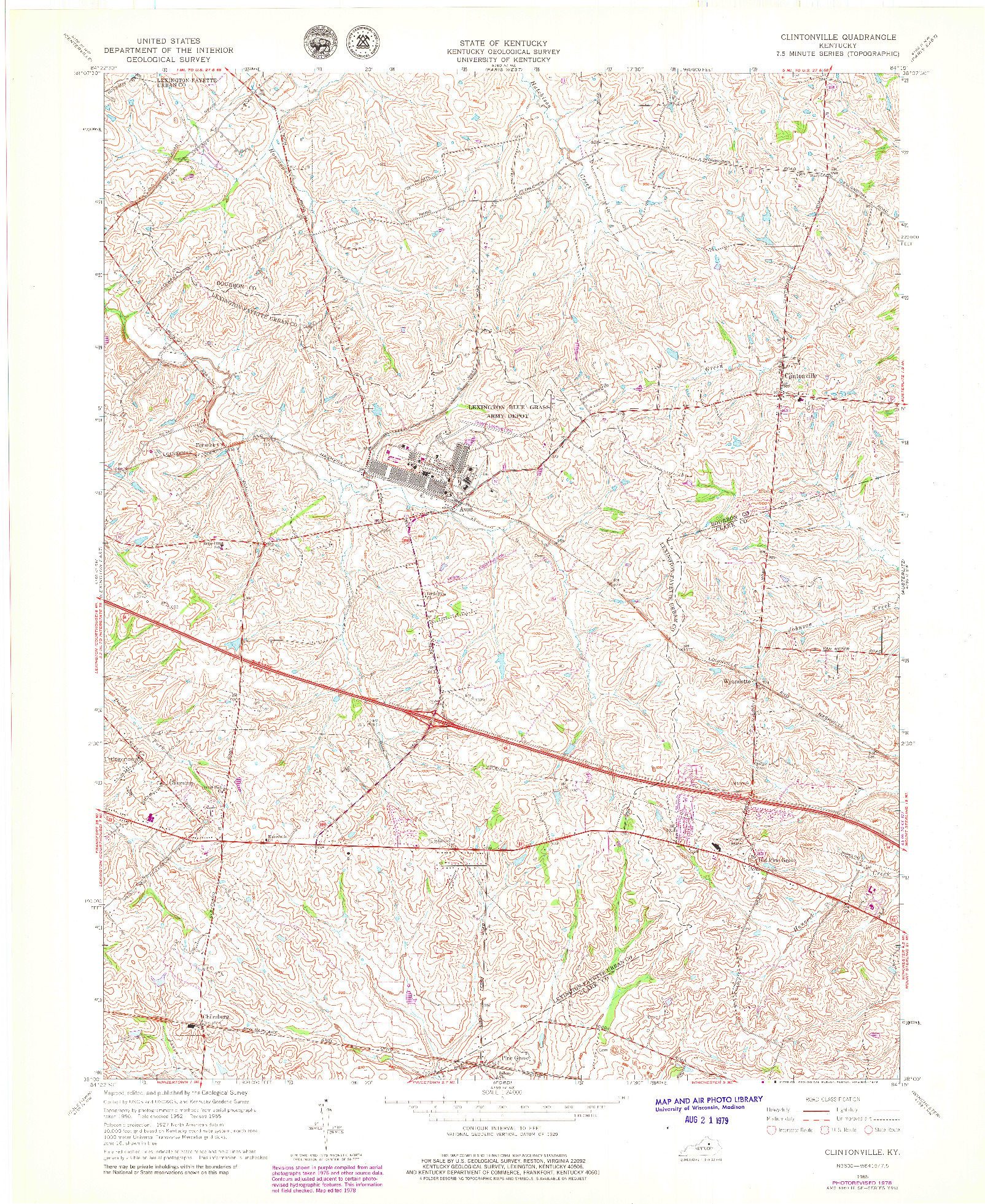 USGS 1:24000-SCALE QUADRANGLE FOR CLINTONVILLE, KY 1965
