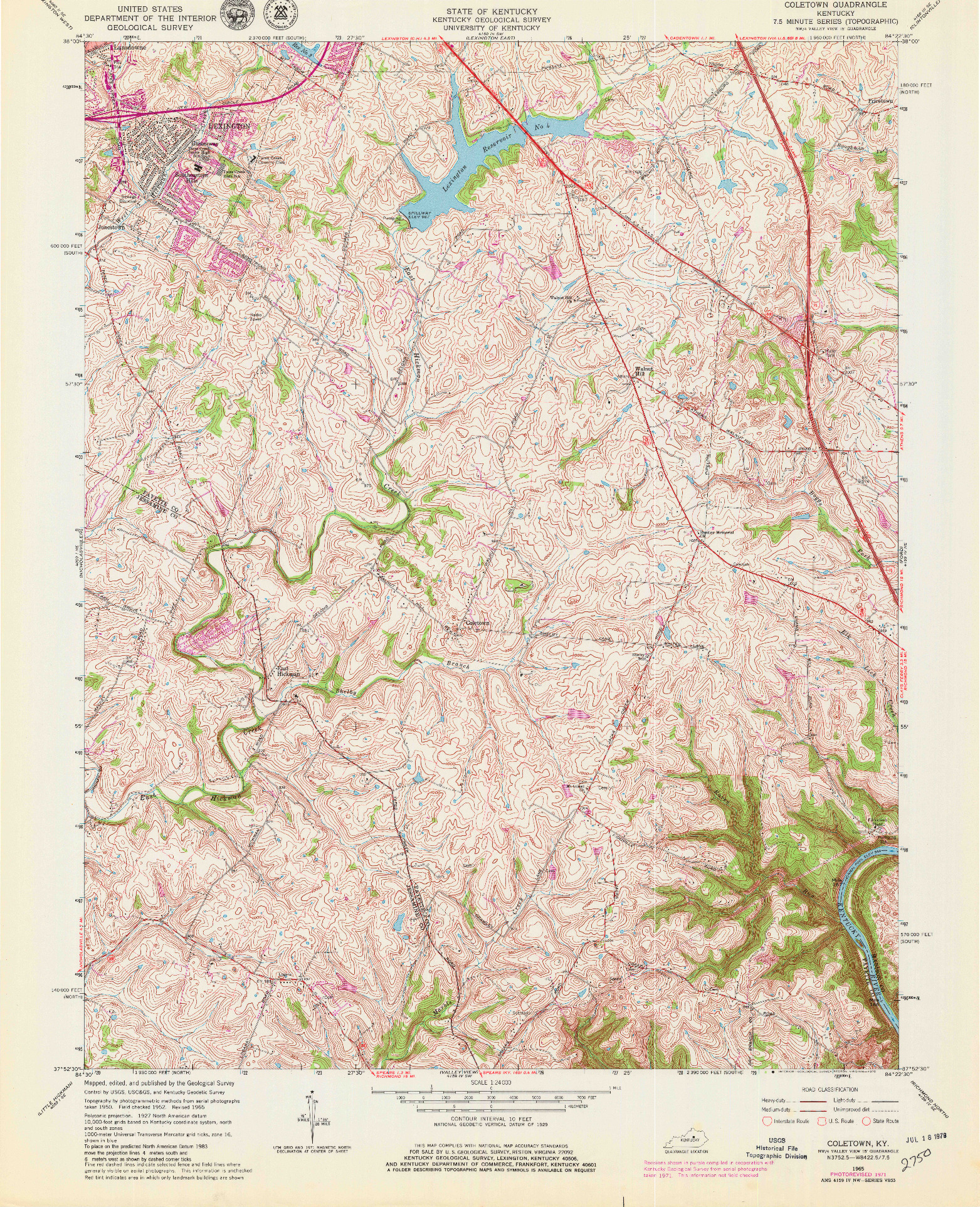 USGS 1:24000-SCALE QUADRANGLE FOR COLETOWN, KY 1965