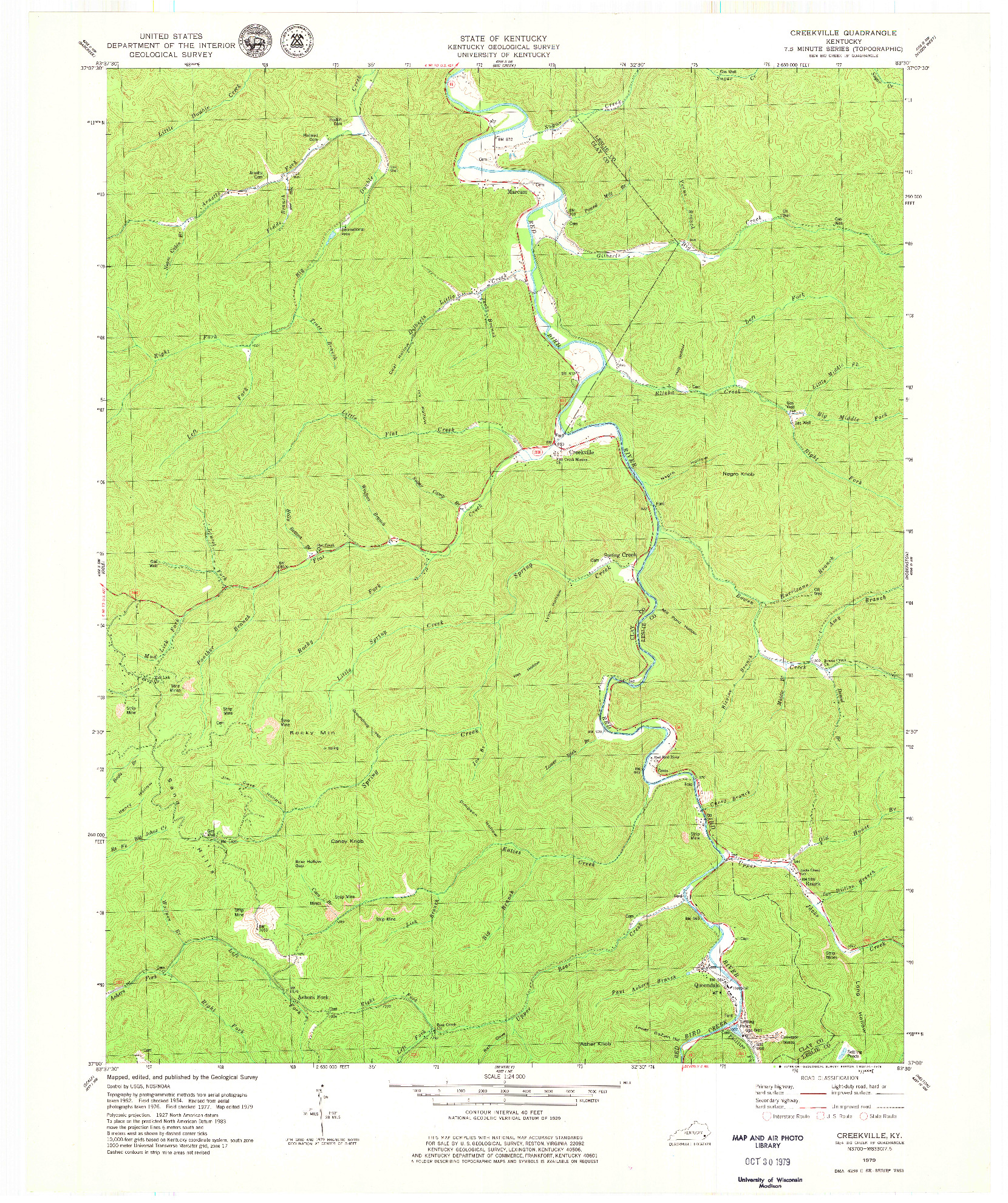USGS 1:24000-SCALE QUADRANGLE FOR CREEKVILLE, KY 1979