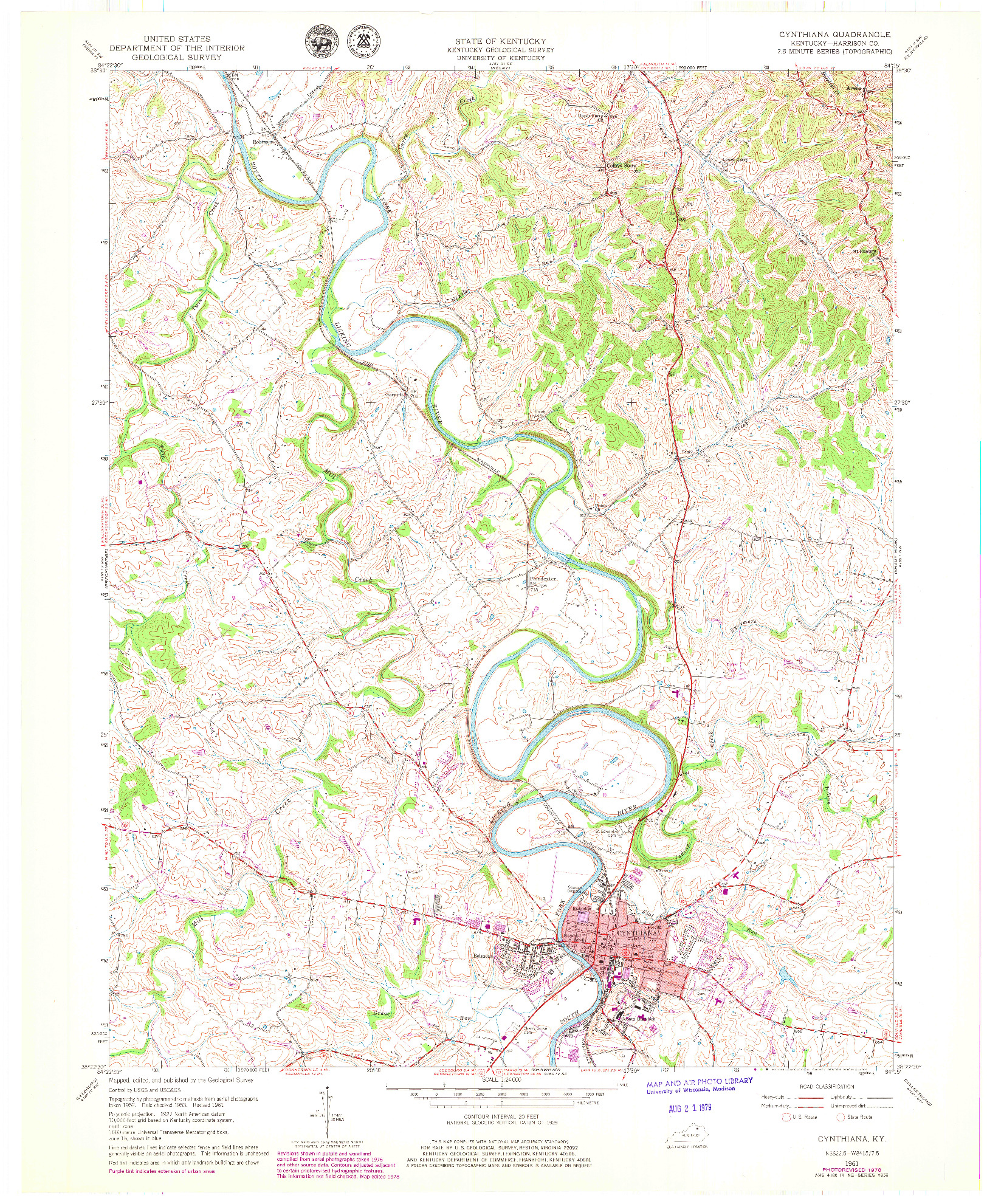 USGS 1:24000-SCALE QUADRANGLE FOR CYNTHIANA, KY 1961