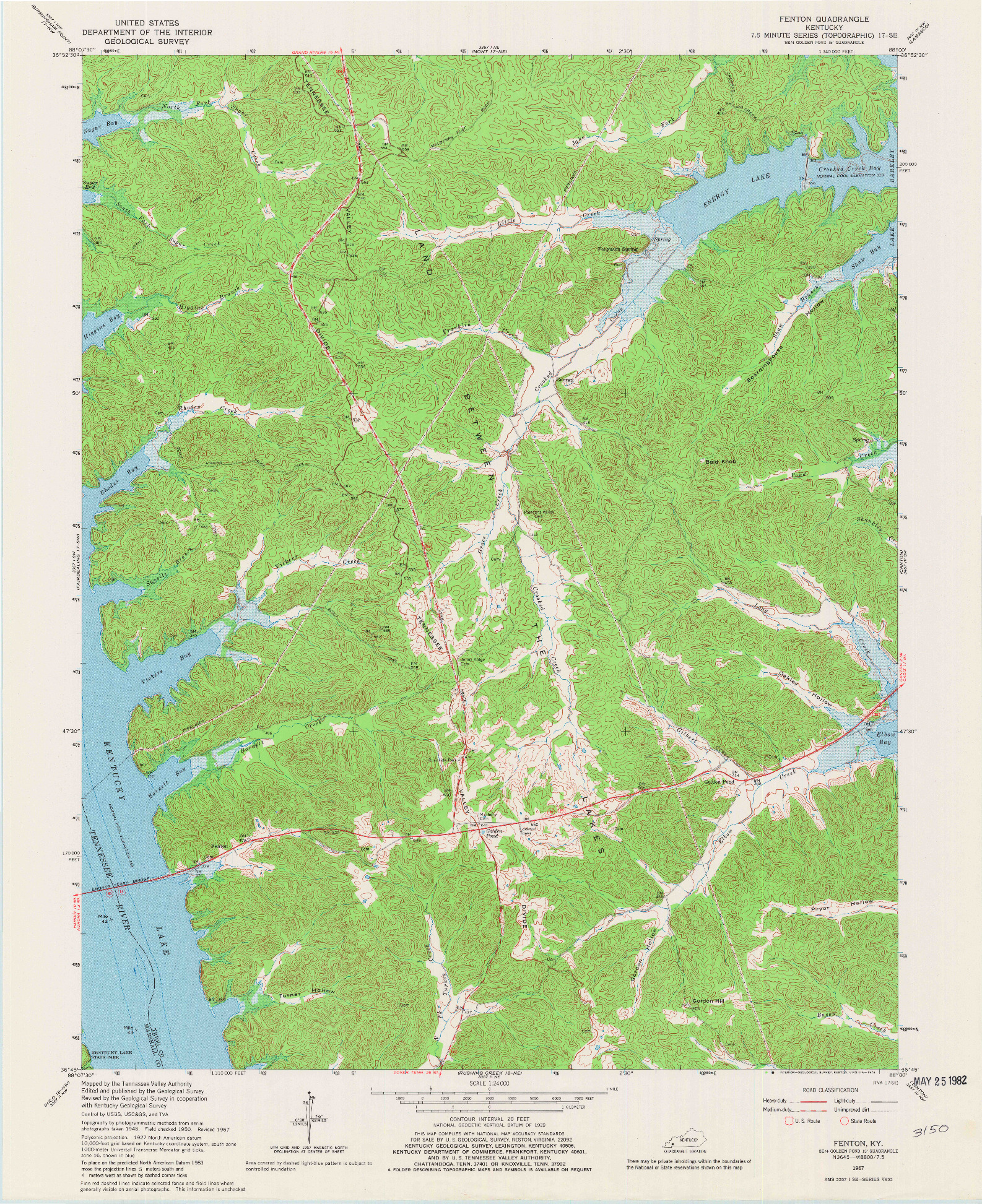 USGS 1:24000-SCALE QUADRANGLE FOR FENTON, KY 1967