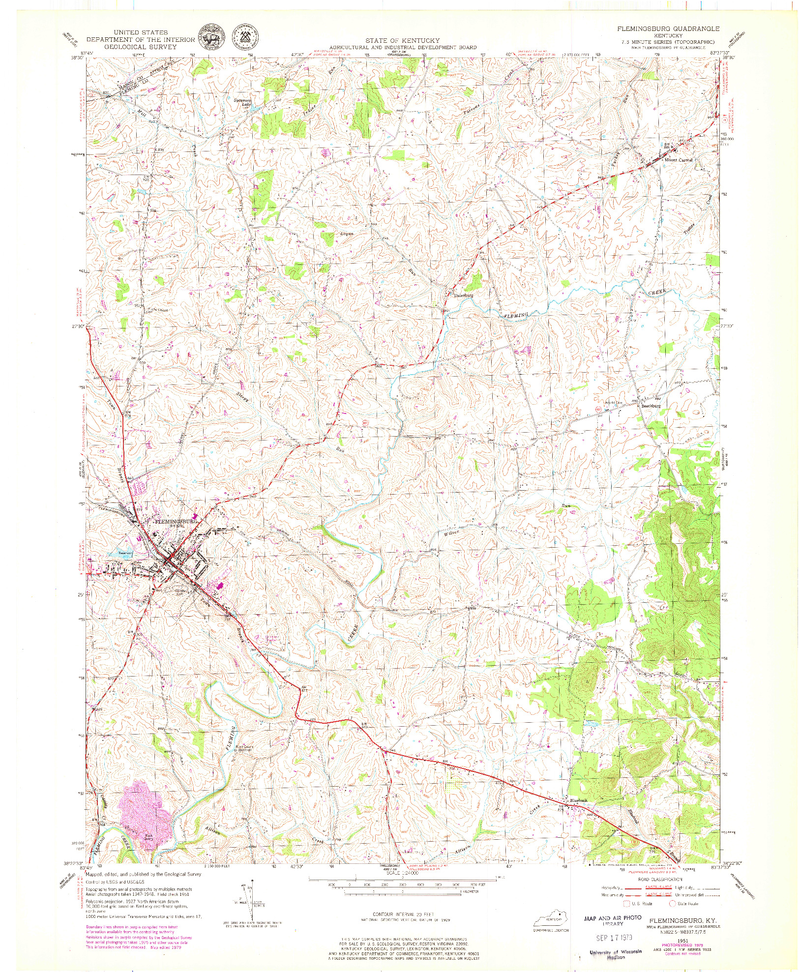 USGS 1:24000-SCALE QUADRANGLE FOR FLEMINGSBURG, KY 1951