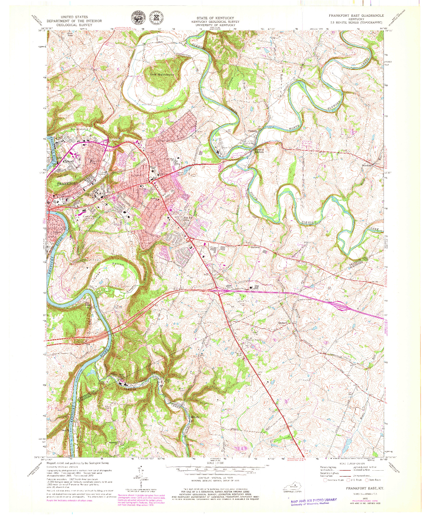 USGS 1:24000-SCALE QUADRANGLE FOR FRANKFORT EAST, KY 1970
