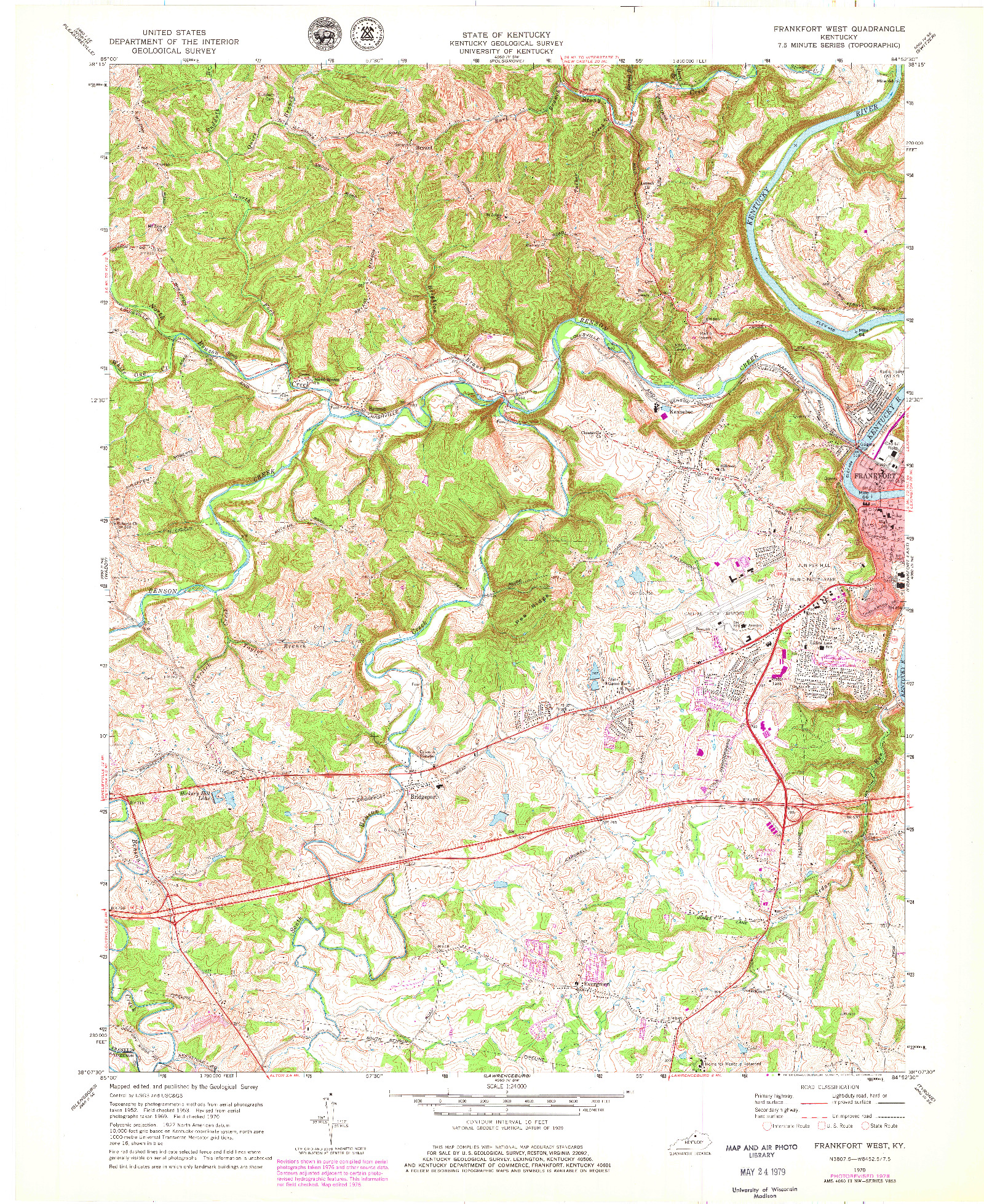 USGS 1:24000-SCALE QUADRANGLE FOR FRANKFORT WEST, KY 1970