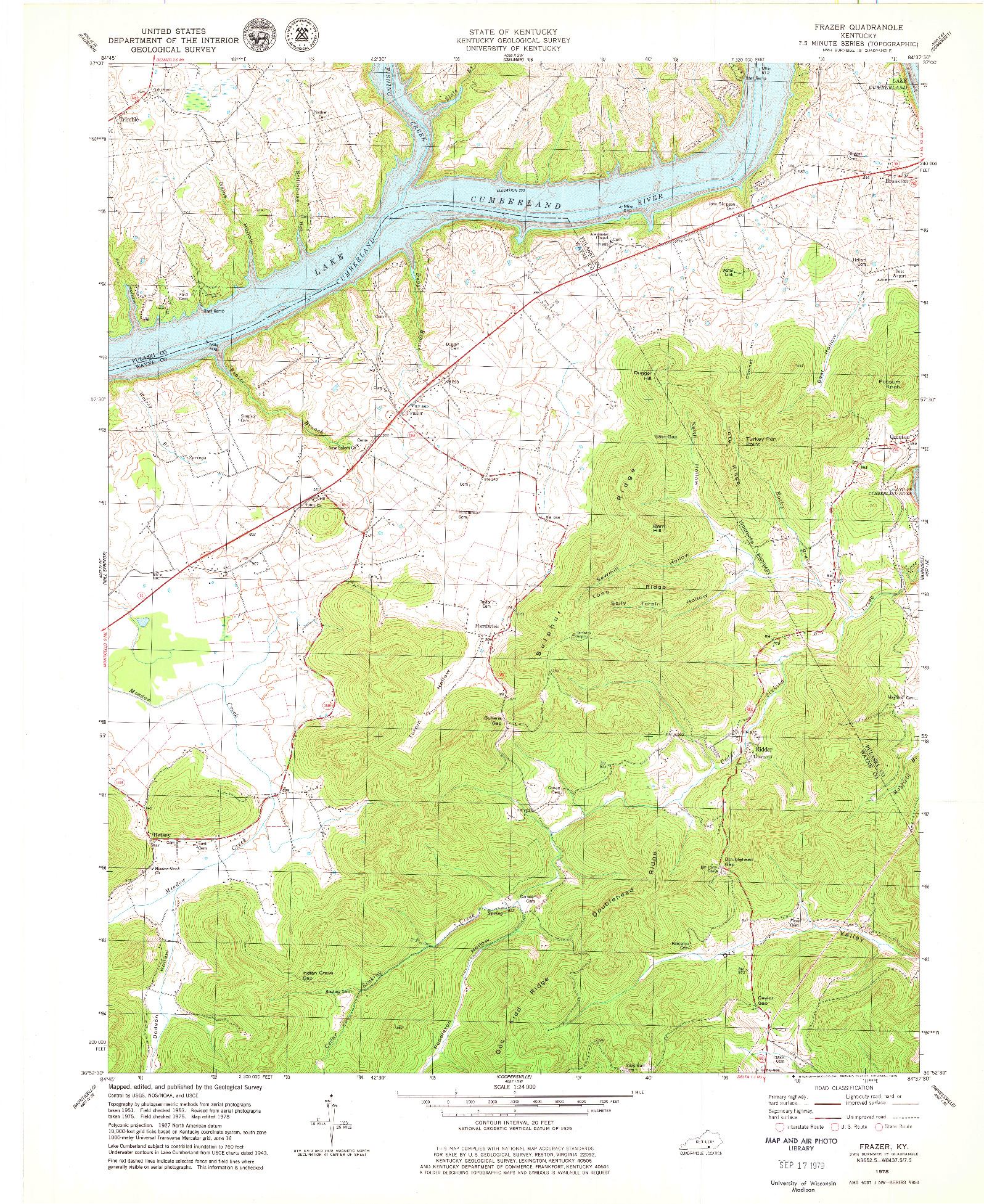USGS 1:24000-SCALE QUADRANGLE FOR FRAZER, KY 1978
