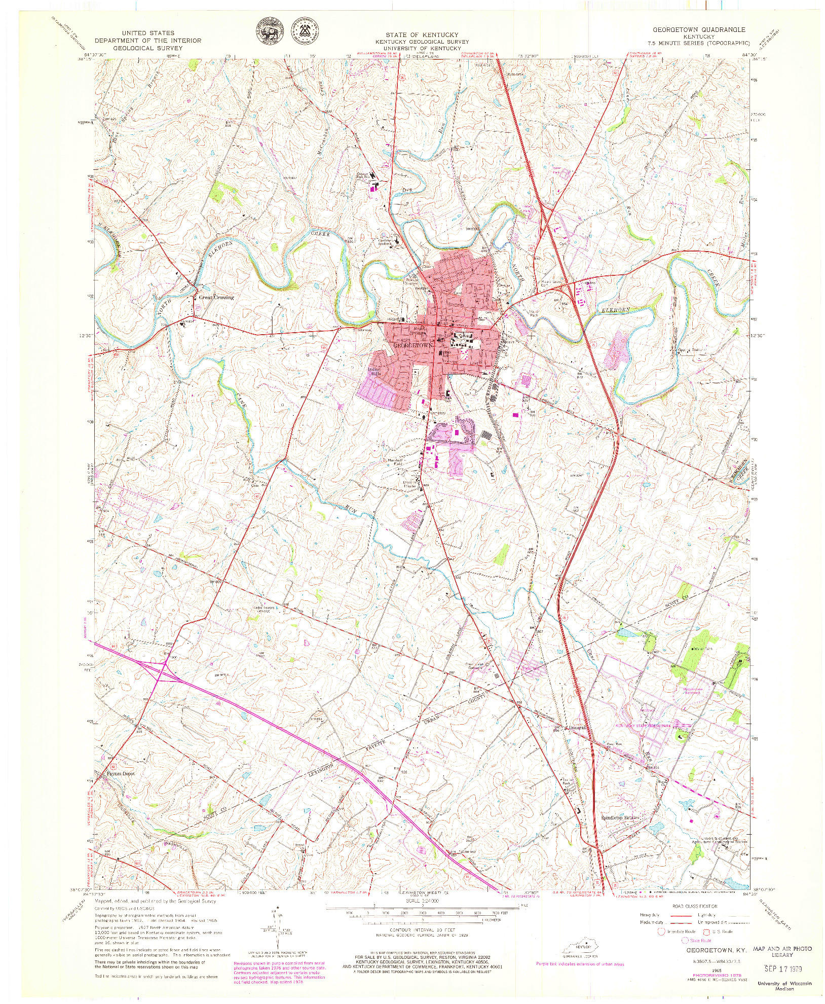 USGS 1:24000-SCALE QUADRANGLE FOR GEORGETOWN, KY 1965