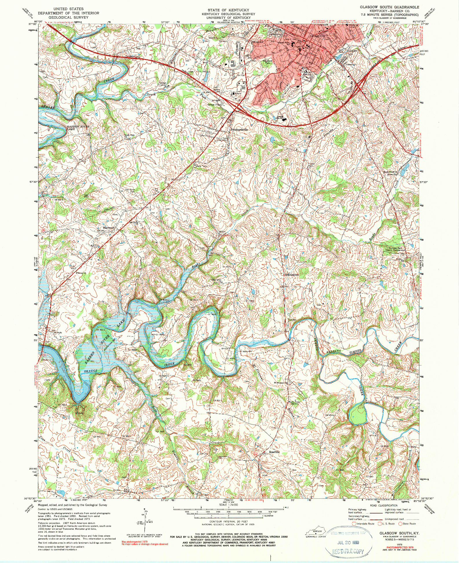 USGS 1:24000-SCALE QUADRANGLE FOR GLASGOW SOUTH, KY 1973