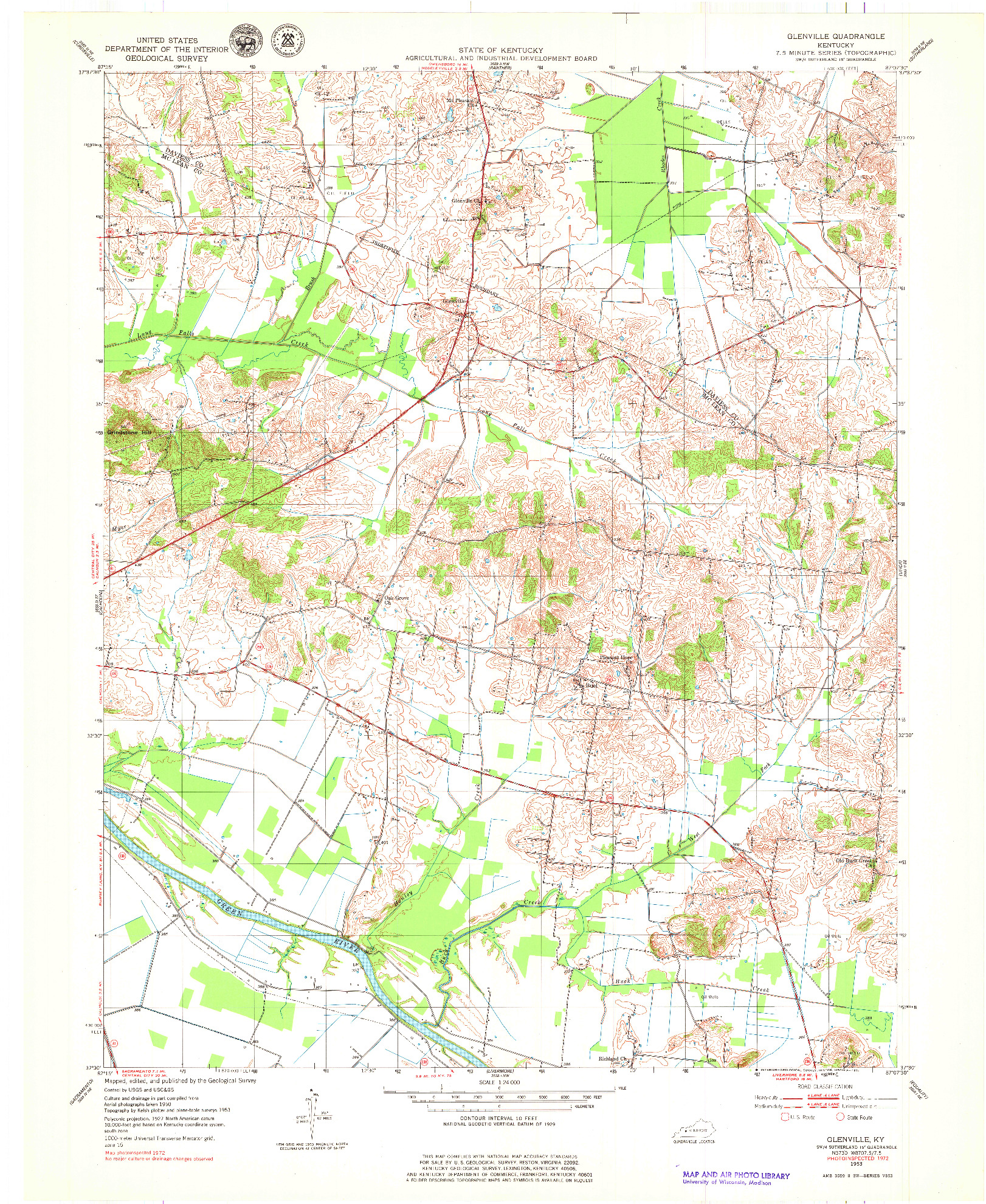 USGS 1:24000-SCALE QUADRANGLE FOR GLENVILLE, KY 1953