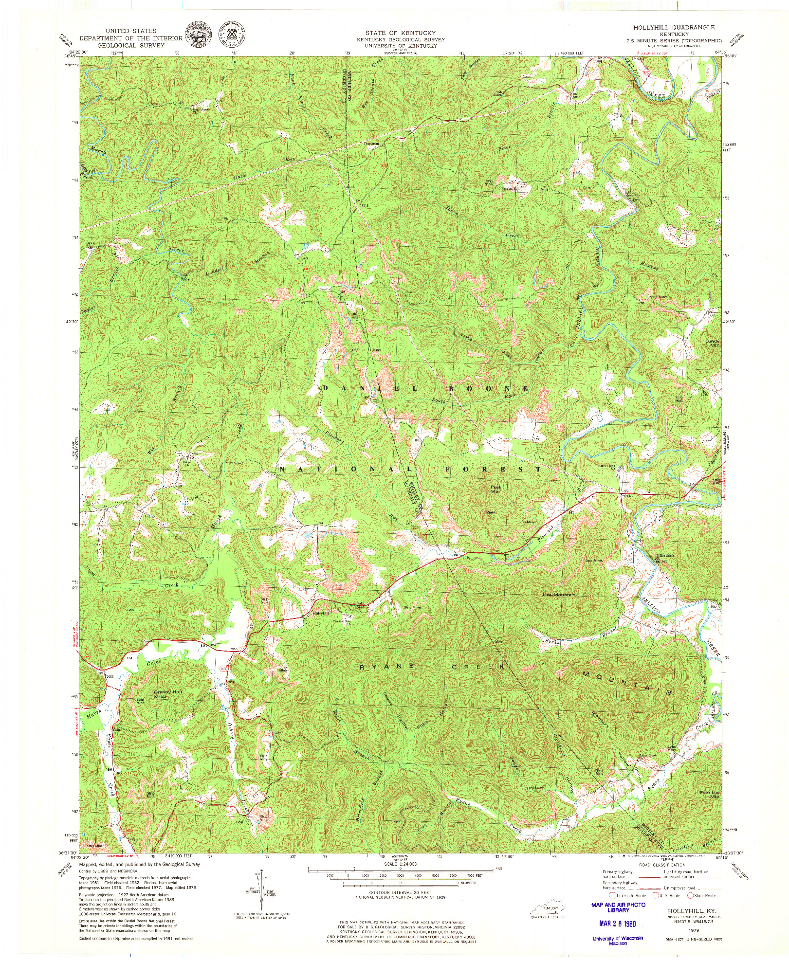 USGS 1:24000-SCALE QUADRANGLE FOR HOLLYHILL, KY 1979