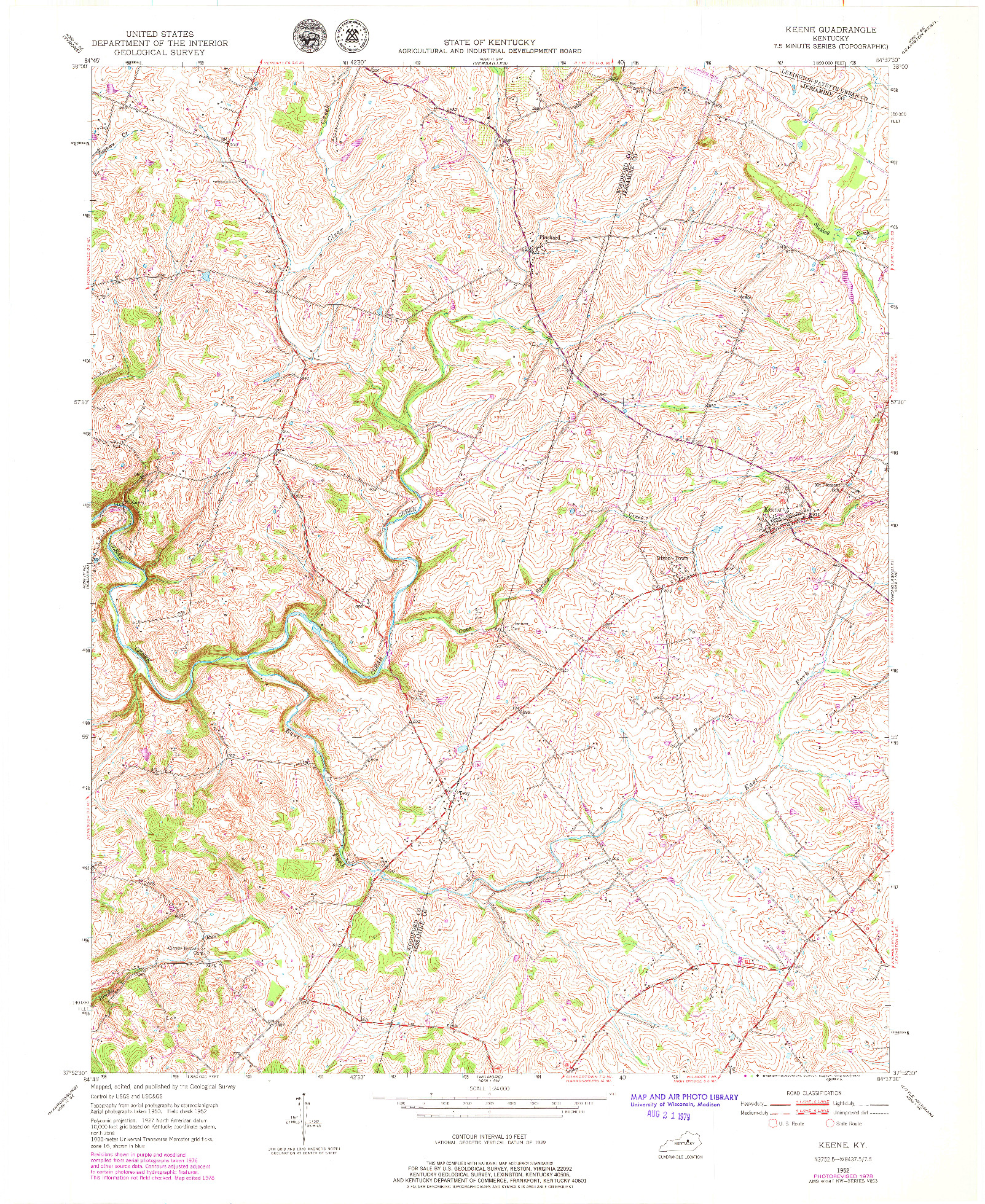 USGS 1:24000-SCALE QUADRANGLE FOR KEENE, KY 1952