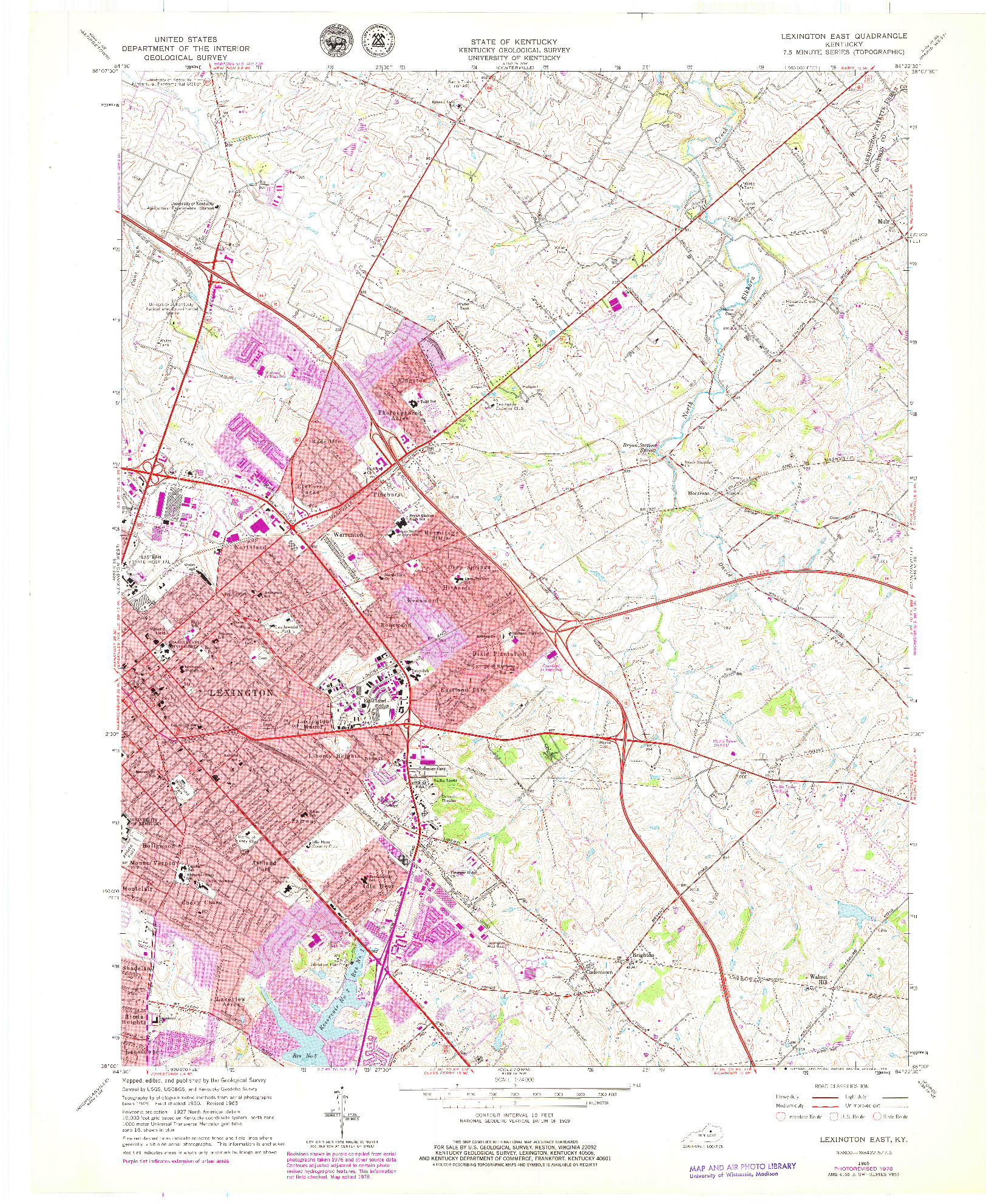 USGS 1:24000-SCALE QUADRANGLE FOR LEXINGTON EAST, KY 1965