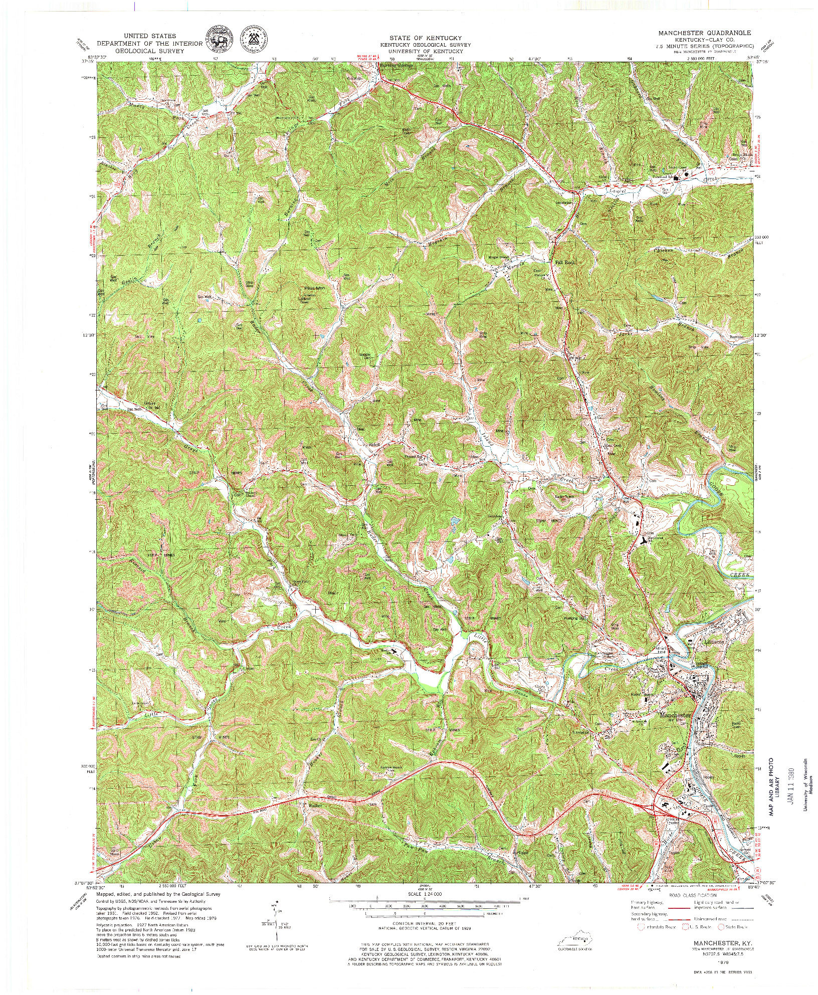 USGS 1:24000-SCALE QUADRANGLE FOR MANCHESTER, KY 1979