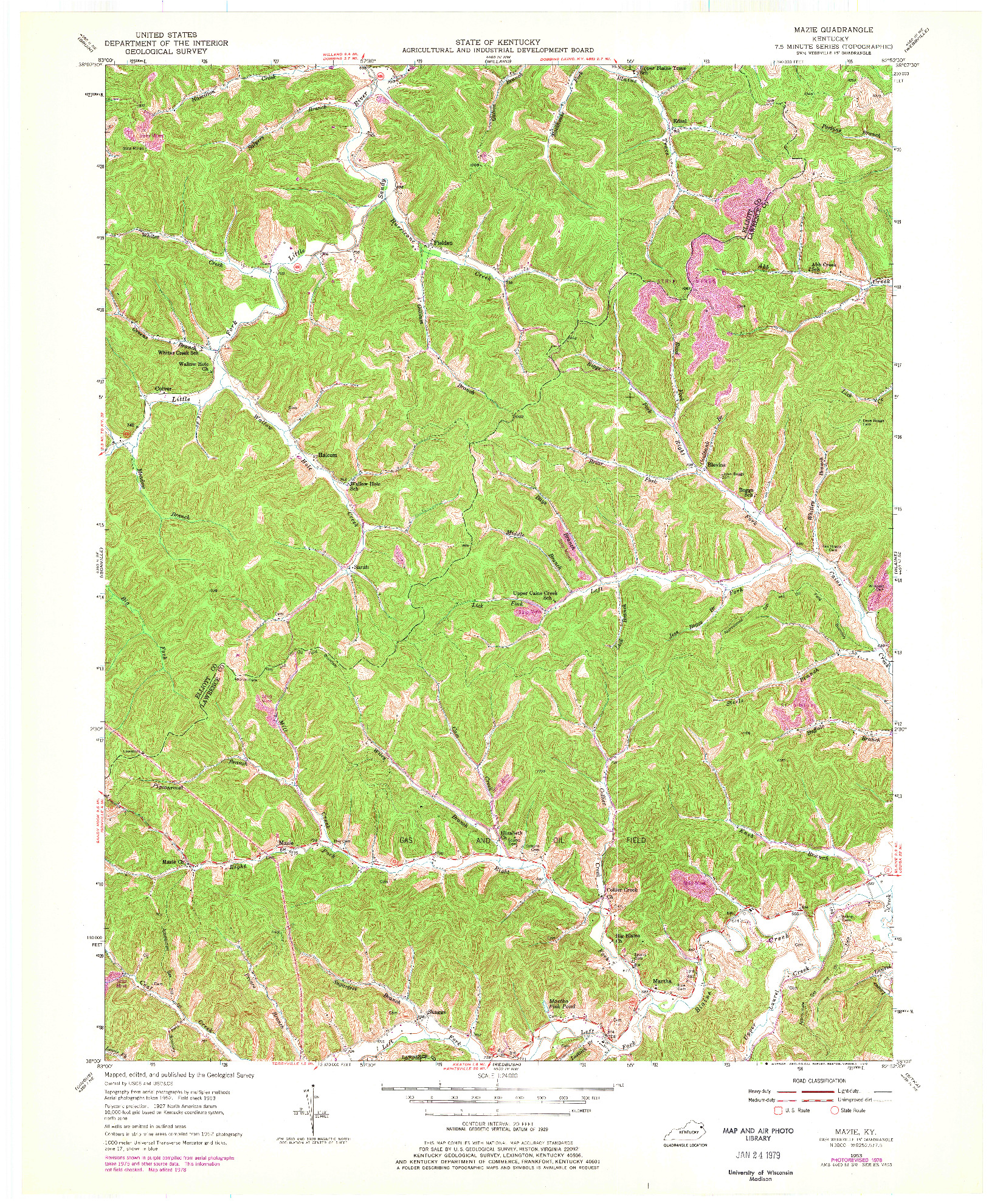 USGS 1:24000-SCALE QUADRANGLE FOR MAZIE, KY 1953