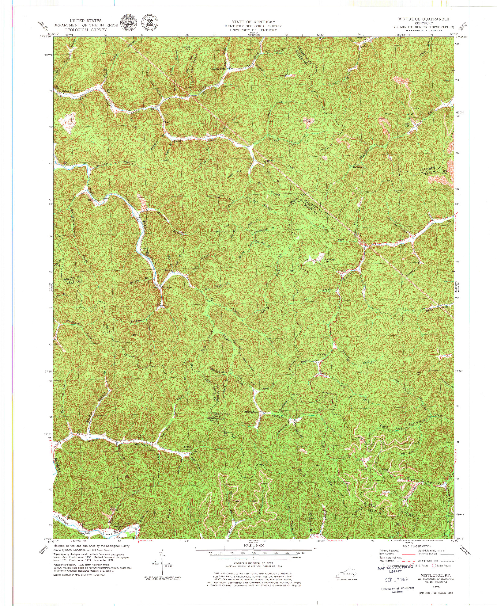 USGS 1:24000-SCALE QUADRANGLE FOR MISTLETOE, KY 1979