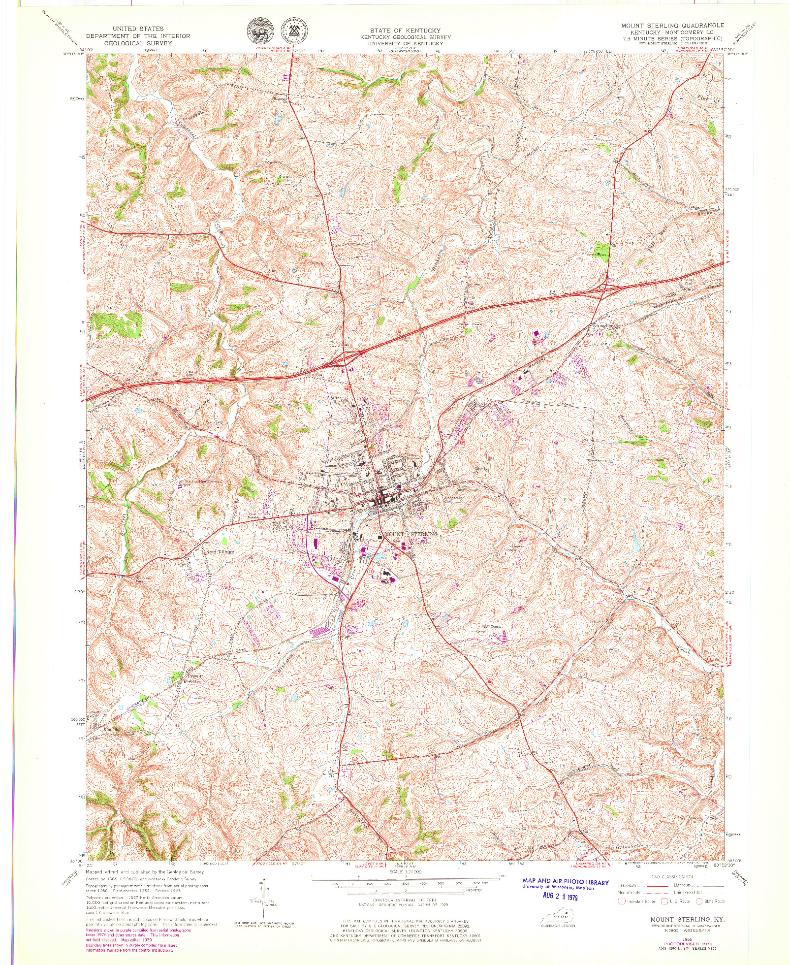 USGS 1:24000-SCALE QUADRANGLE FOR MOUNT STERLING, KY 1965