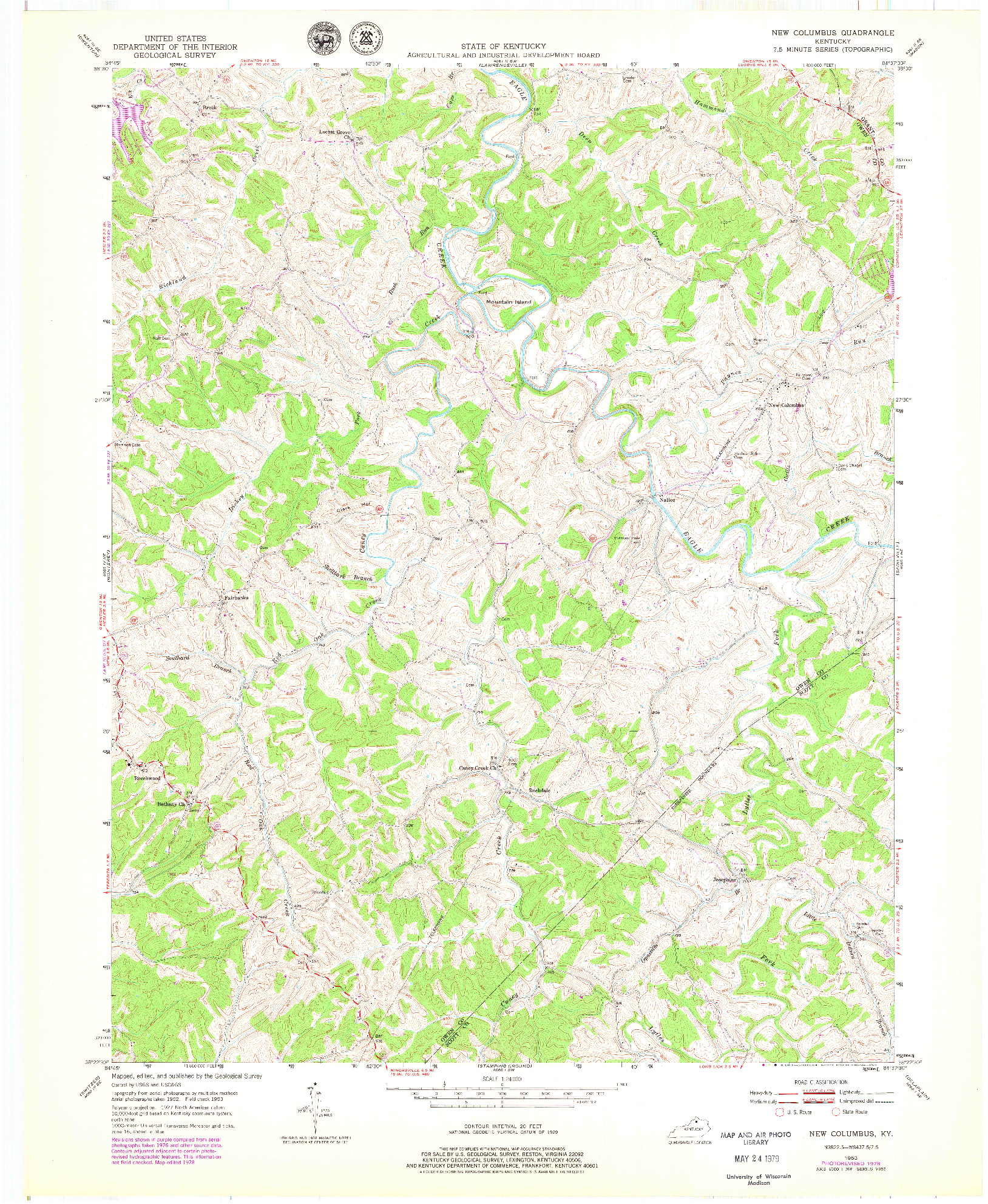 USGS 1:24000-SCALE QUADRANGLE FOR NEW COLUMBUS, KY 1953