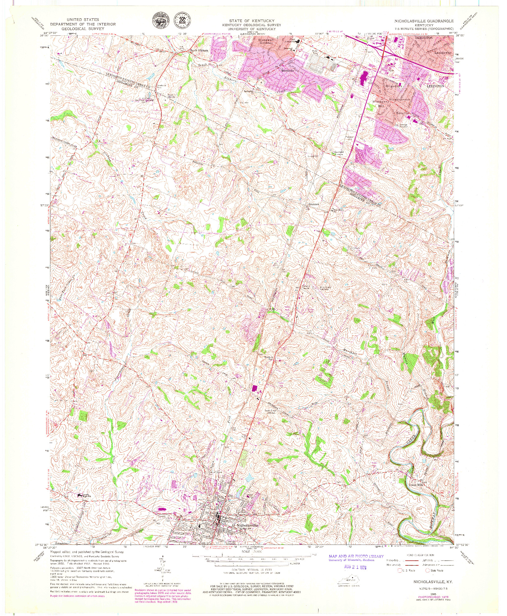 USGS 1:24000-SCALE QUADRANGLE FOR NICHOLASVILLE, KY 1965