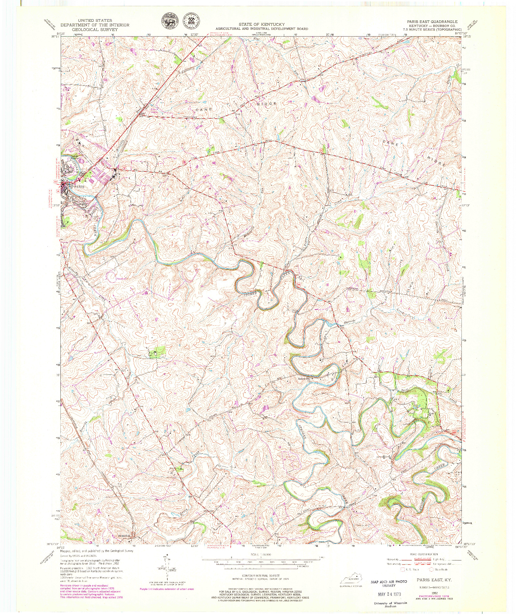 USGS 1:24000-SCALE QUADRANGLE FOR PARIS EAST, KY 1952