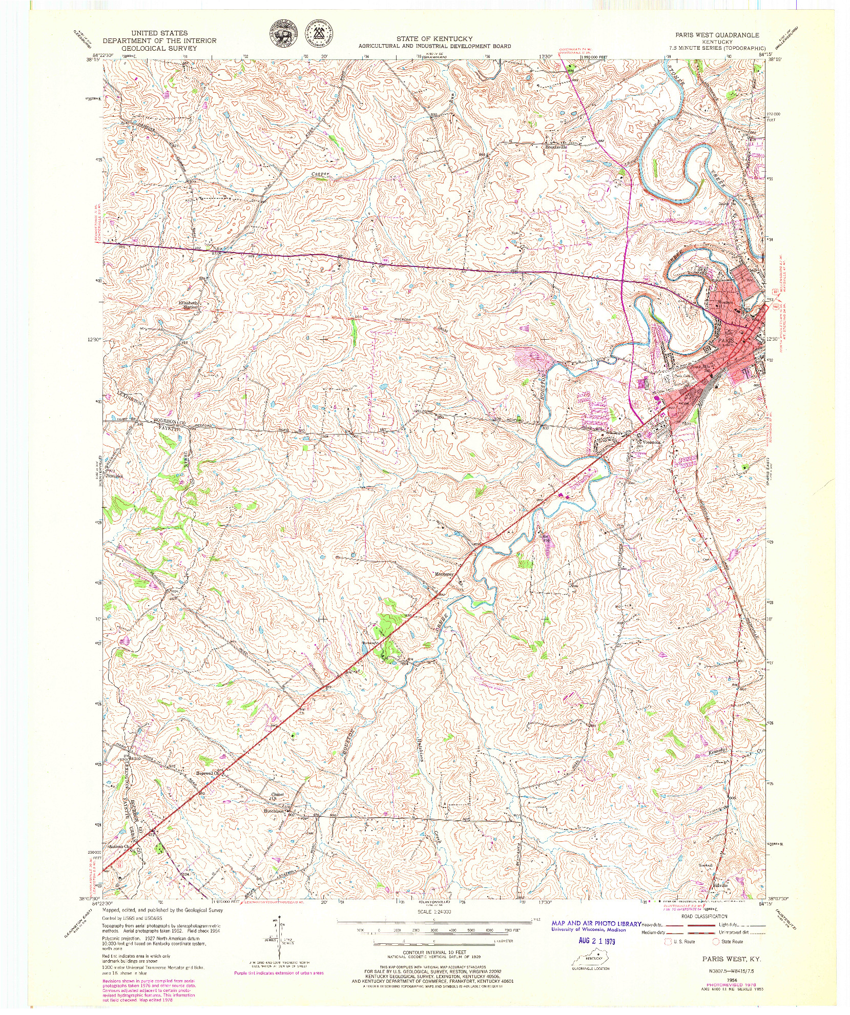 USGS 1:24000-SCALE QUADRANGLE FOR PARIS WEST, KY 1954