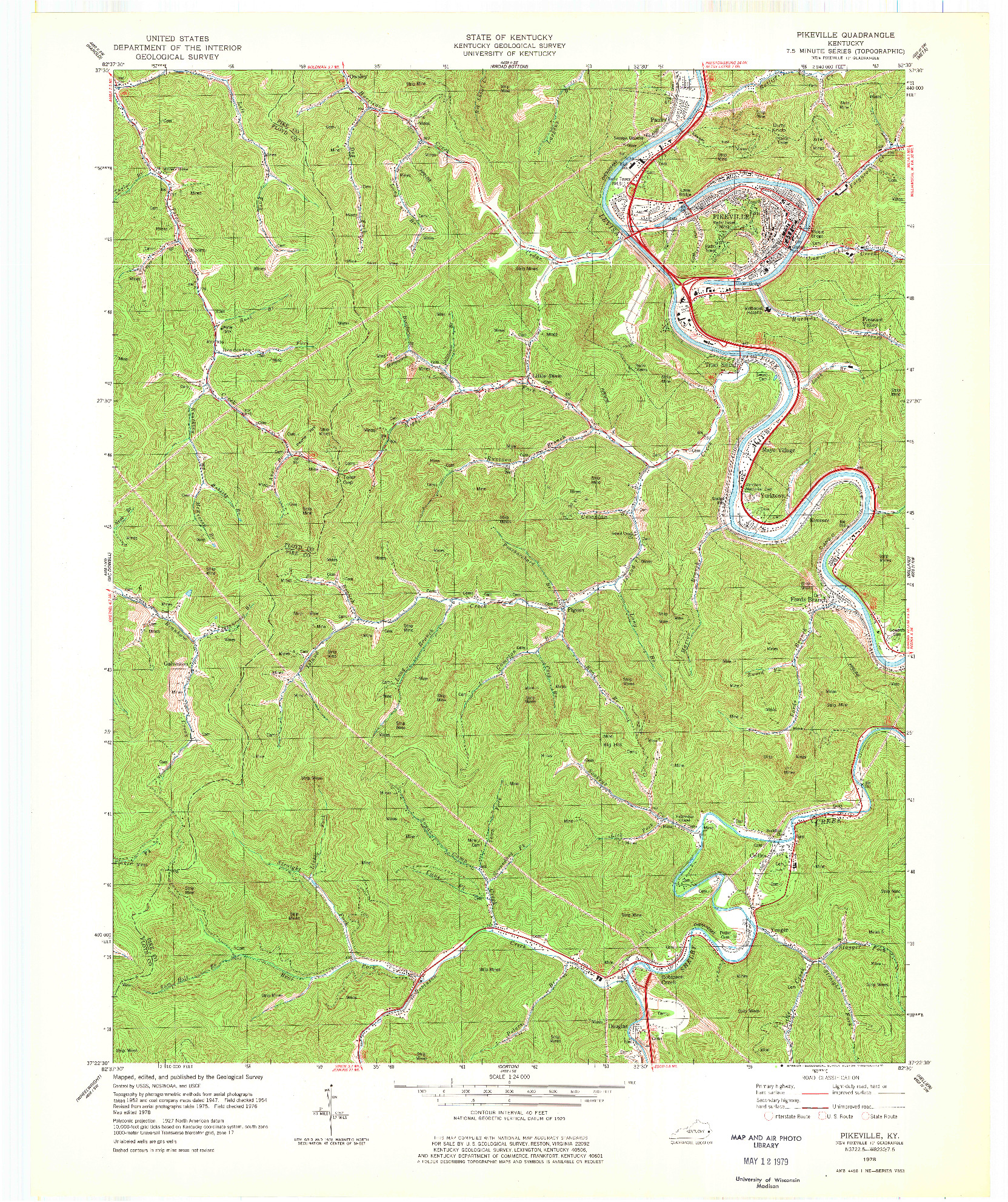 USGS 1:24000-SCALE QUADRANGLE FOR PIKEVILLE, KY 1978